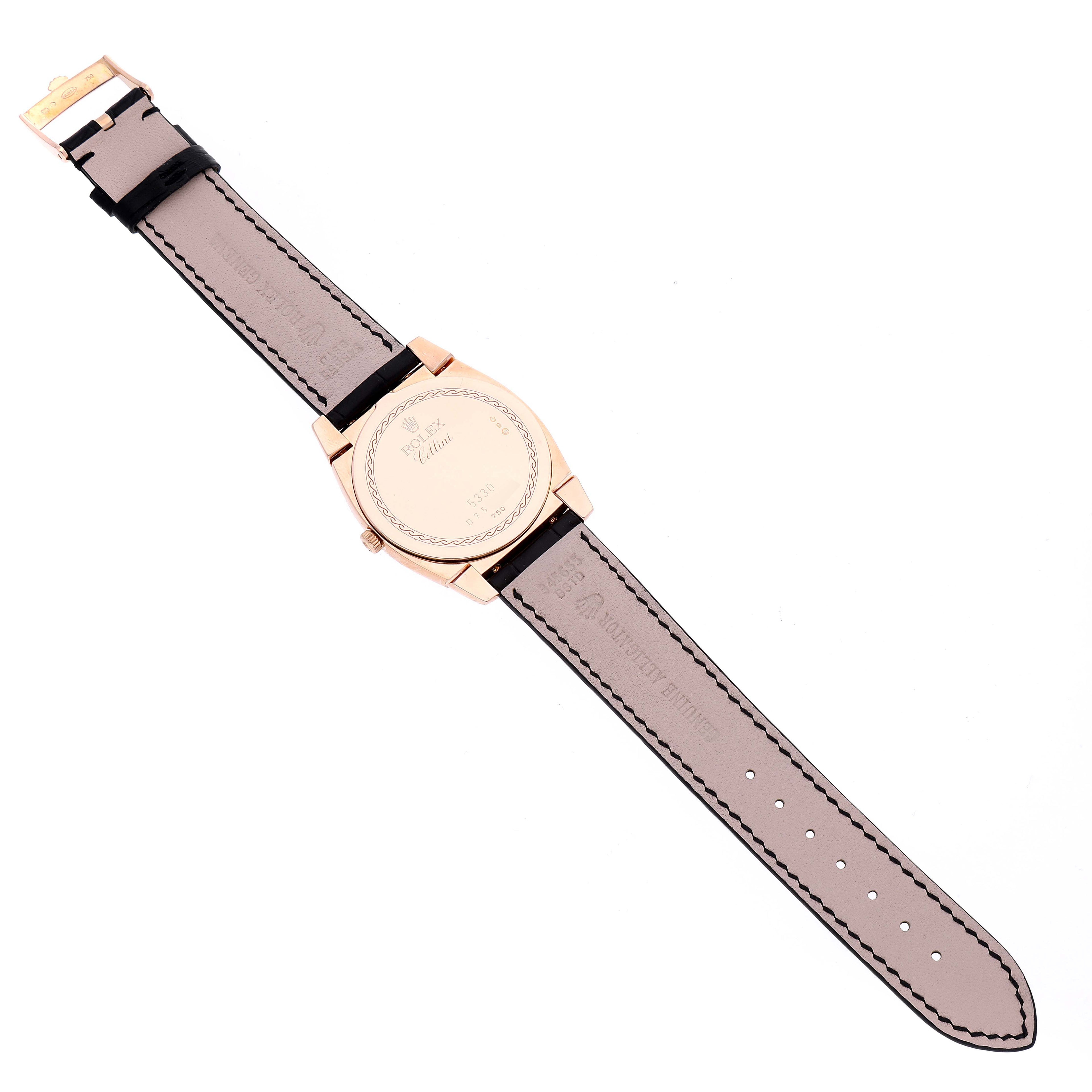 Rolex Cellini Cestello 18K Rose Gold Slate Dial Mens Watch 5330