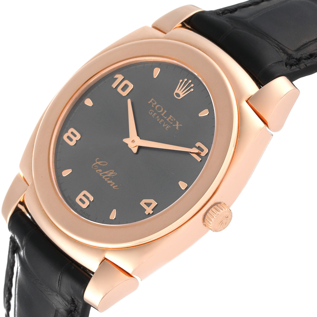 Rolex Cellini Cestello 18K Rose Gold Slate Dial Mens Watch 5330