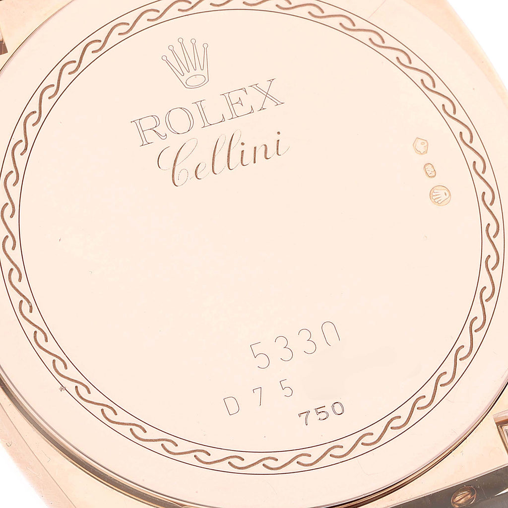 Rolex Cellini Cestello 18K Rose Gold Slate Dial Mens Watch 5330