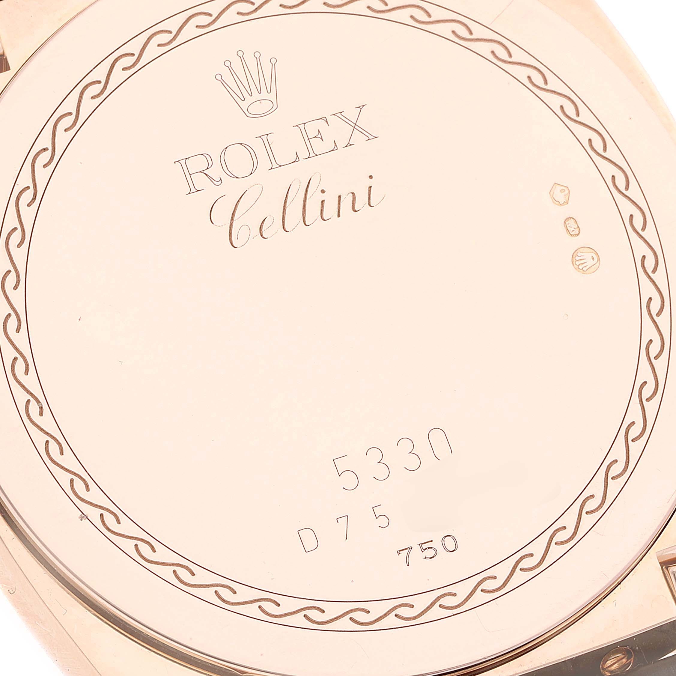 Rolex Cellini Cestello 18K Rose Gold Slate Dial Mens Watch 5330
