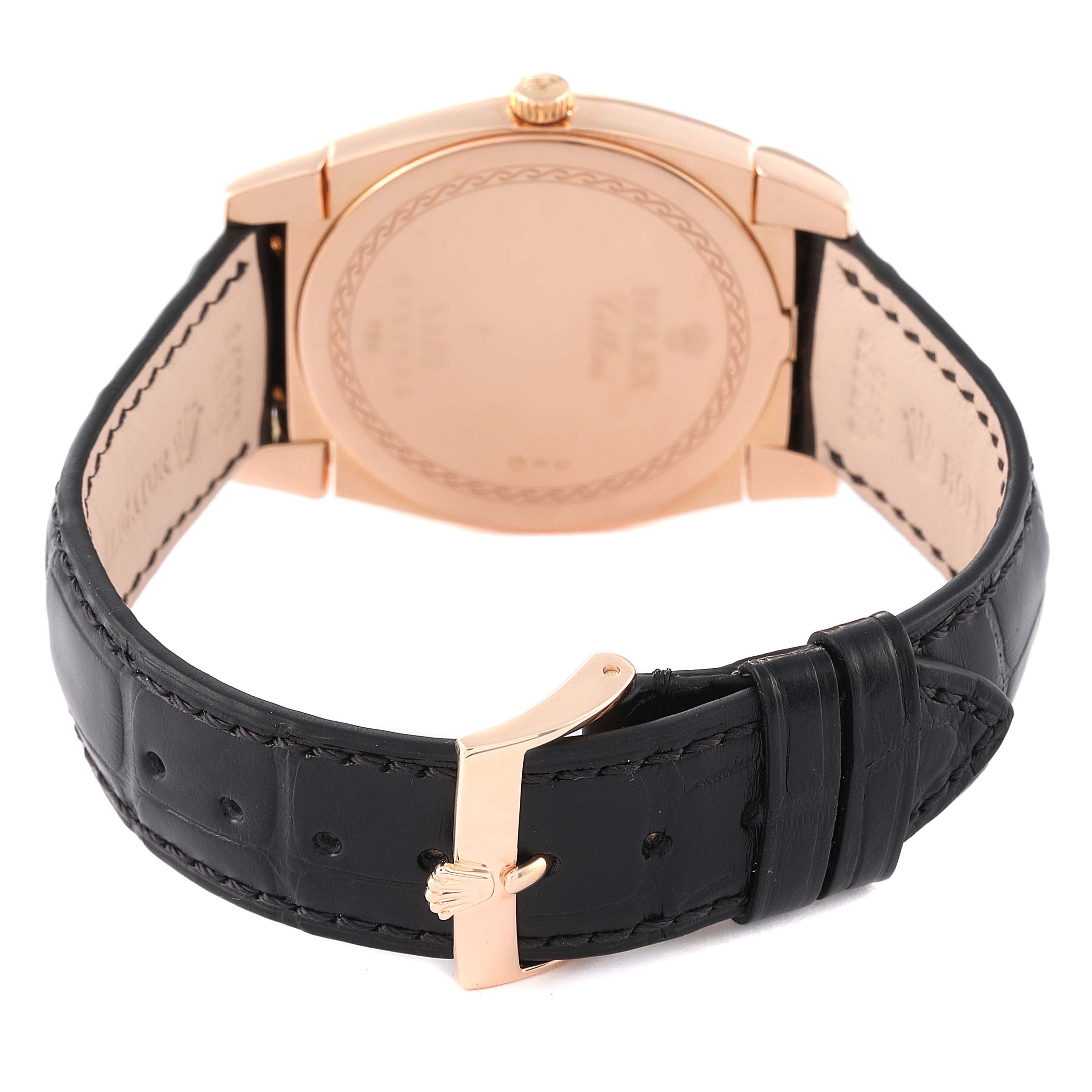 Rolex Cellini Cestello 18K Rose Gold Slate Dial Mens Watch 5330