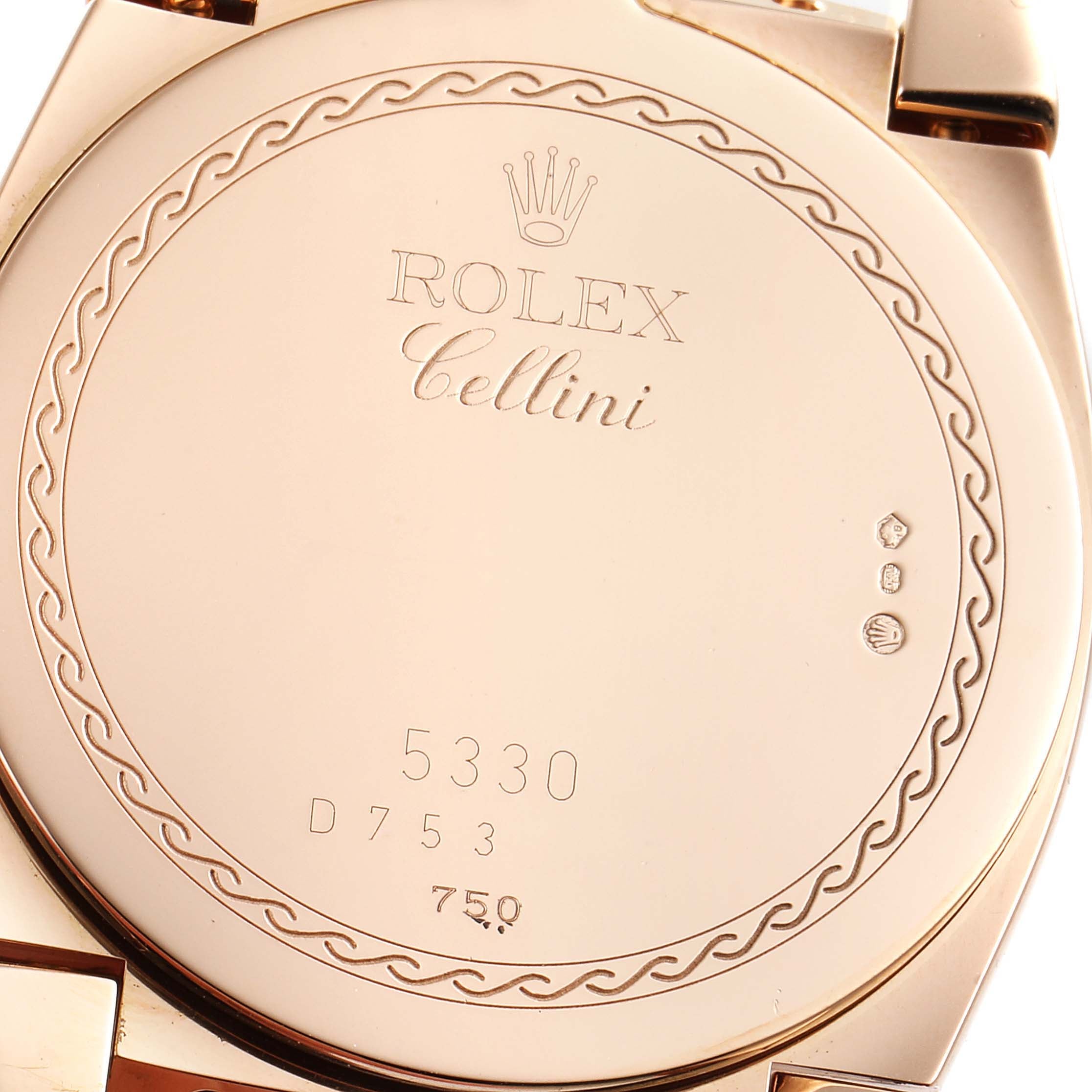 Rolex Cellini Cestello 18K Rose Gold White Dial Mens Watch 5330