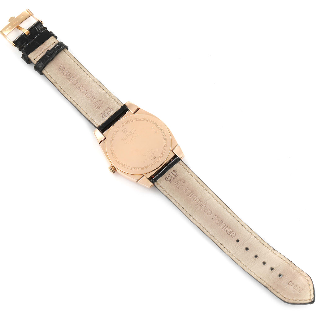 Rolex Cellini Cestello 18K Rose Gold White Dial Mens Watch 5330