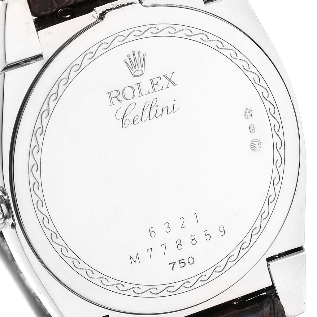 Rolex Cellini Cestello 18K White Gold MOP Diamond Ladies Watch 6321