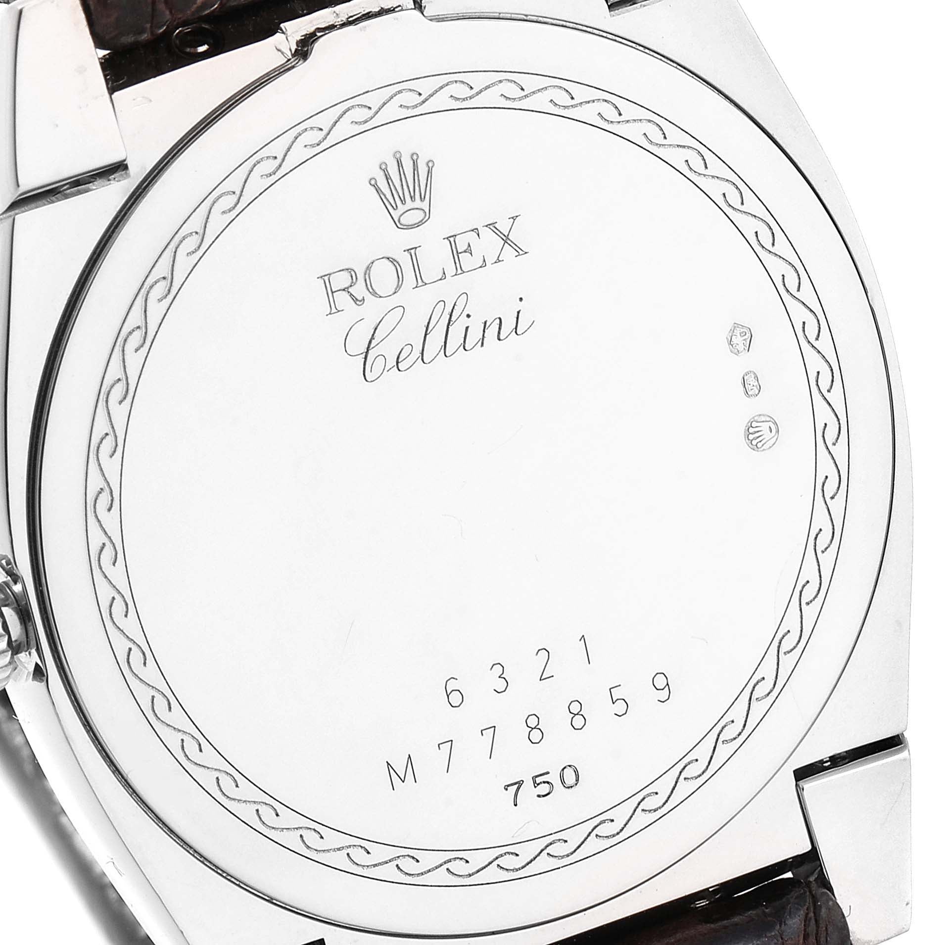 Rolex Cellini Cestello 18K White Gold MOP Diamond Ladies Watch 6321