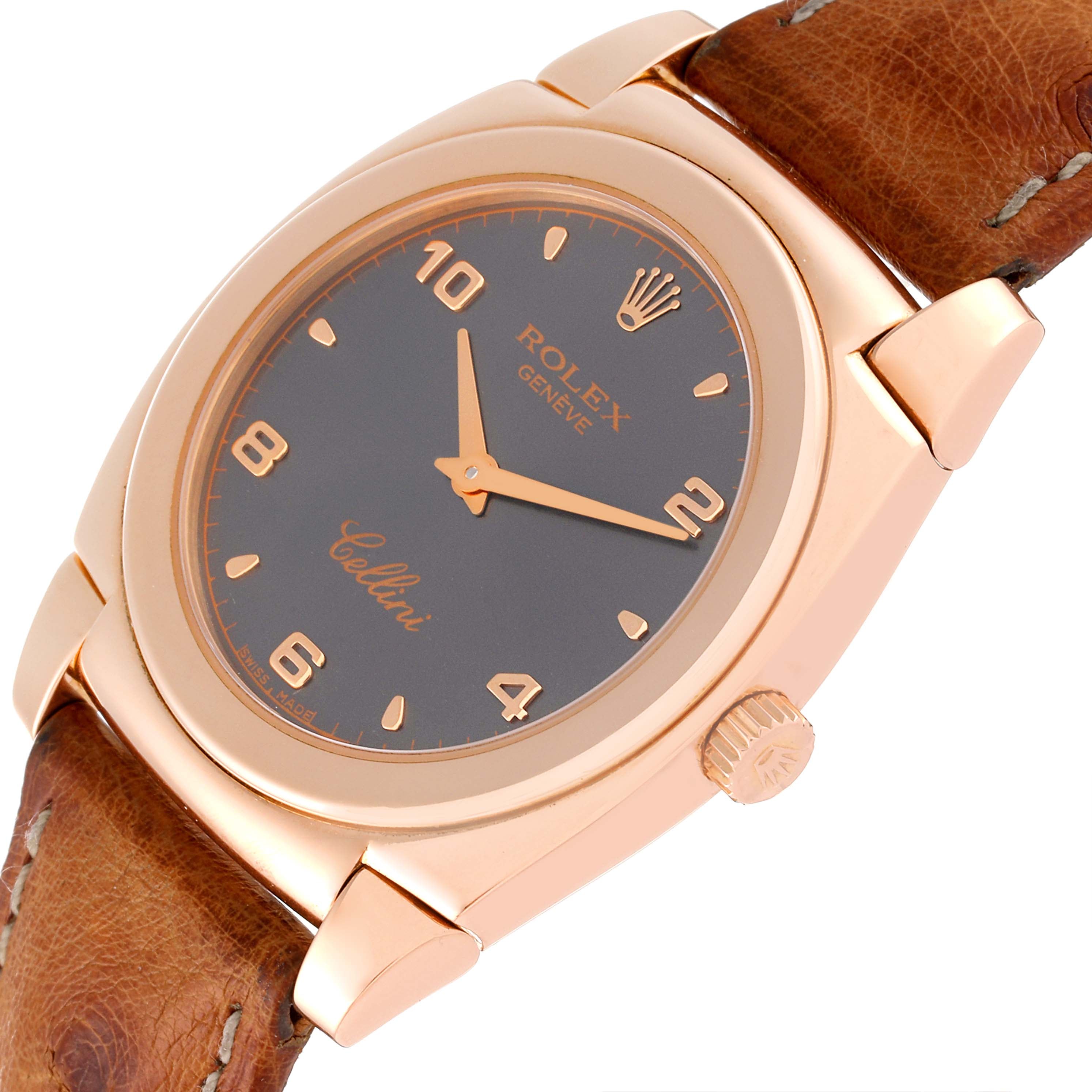 Rolex Cellini Cestello Rose Gold Slate Dial Ladies Watch 5320