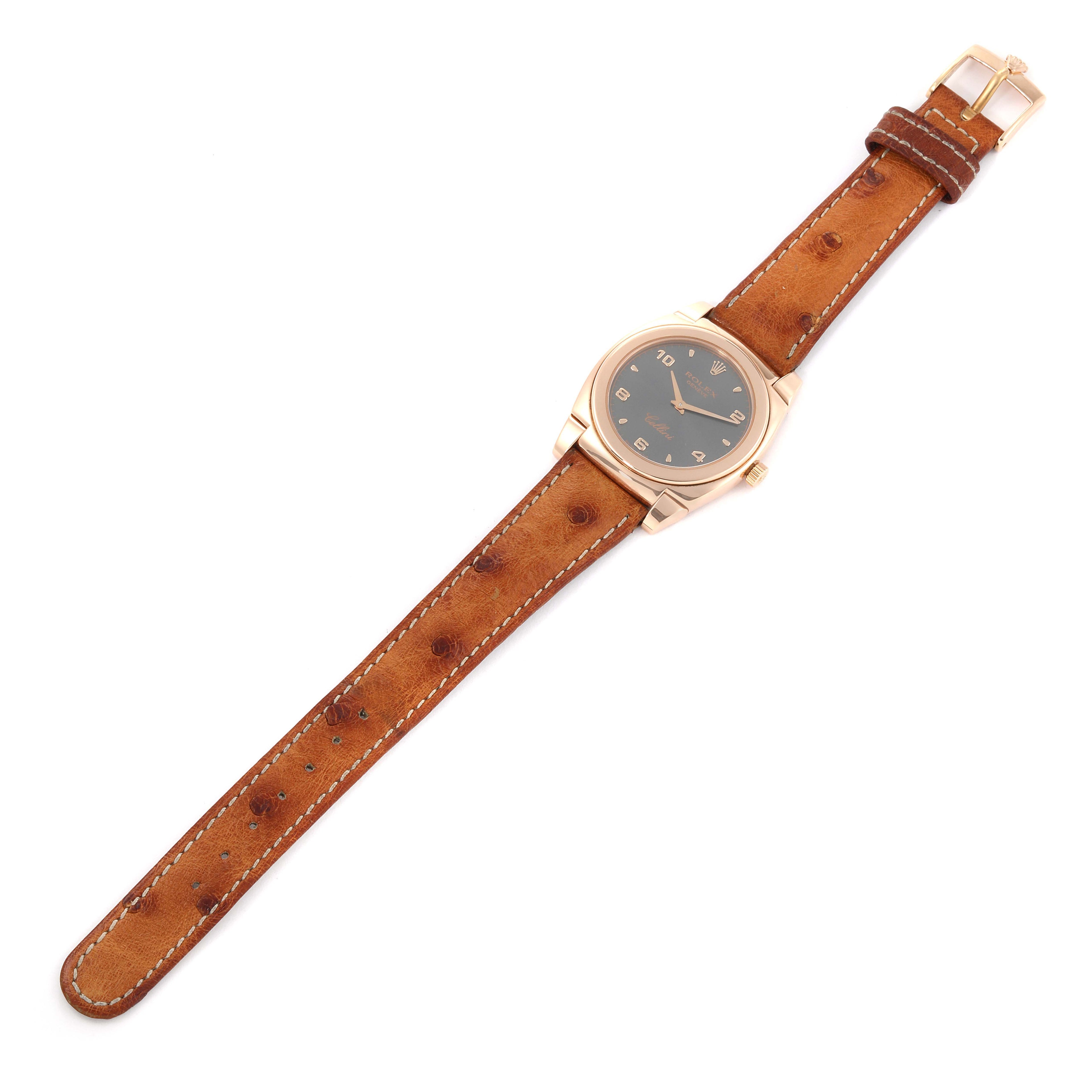 Rolex Cellini Cestello Rose Gold Slate Dial Ladies Watch 5320