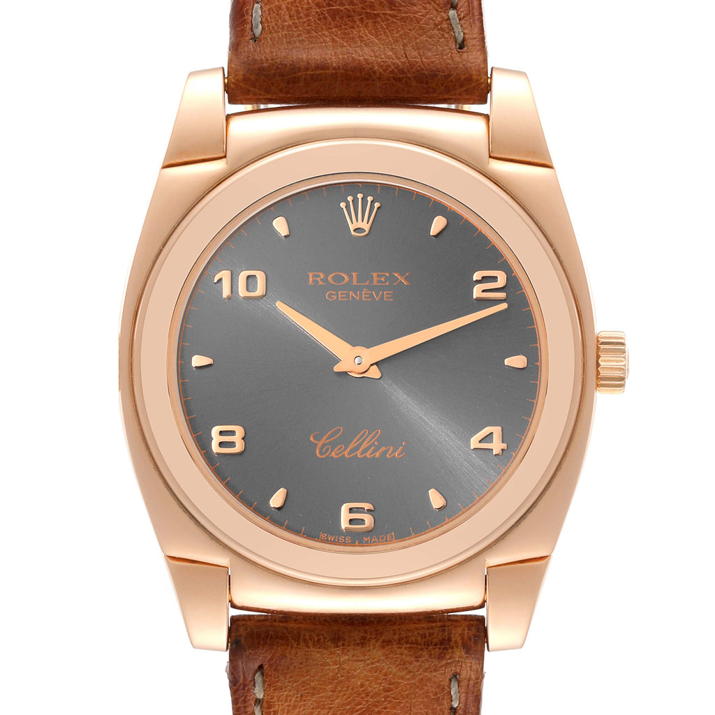 Rolex Cellini Cestello Rose Gold Slate Dial Ladies Watch 5320