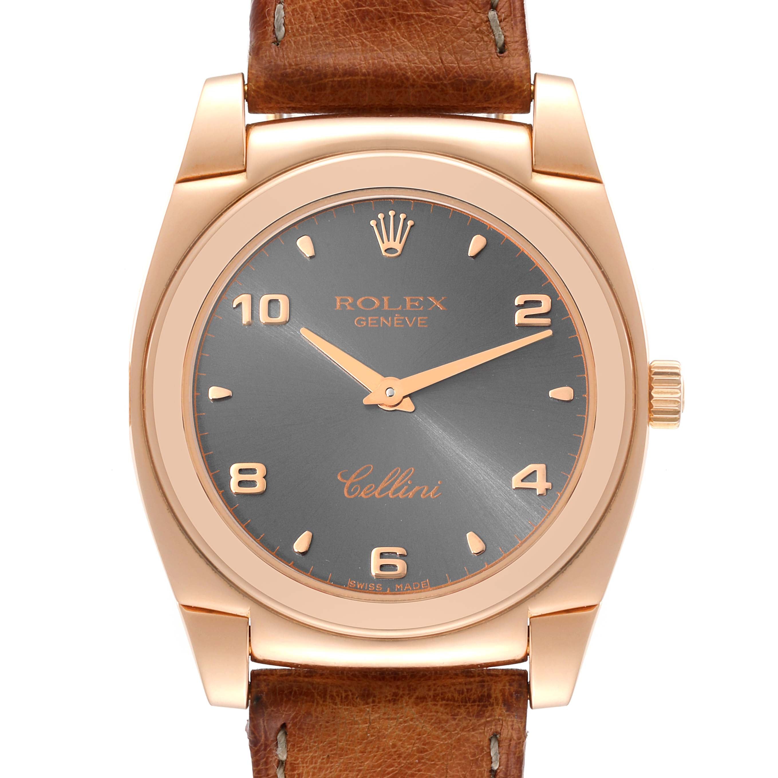 Rolex Cellini Cestello Rose Gold Slate Dial Ladies Watch 5320