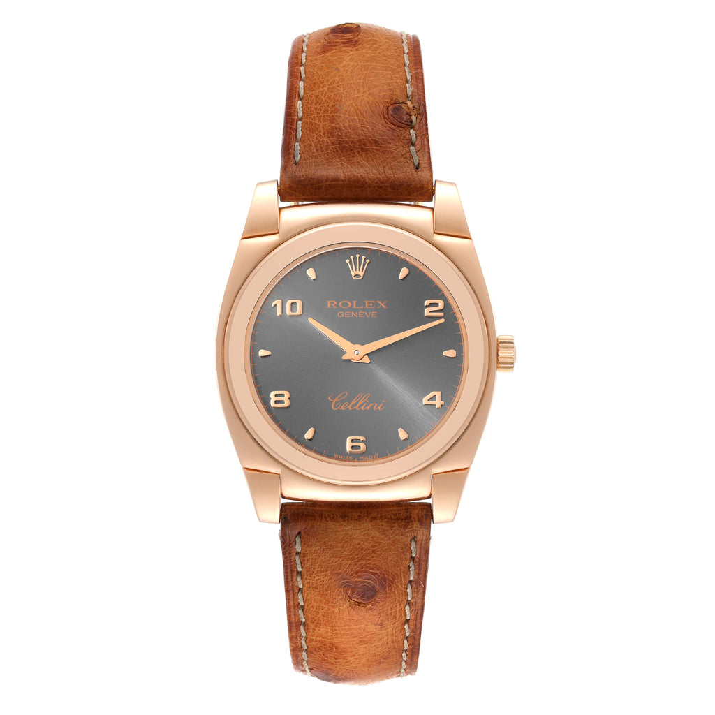 Rolex Cellini Cestello Rose Gold Slate Dial Ladies Watch 5320
