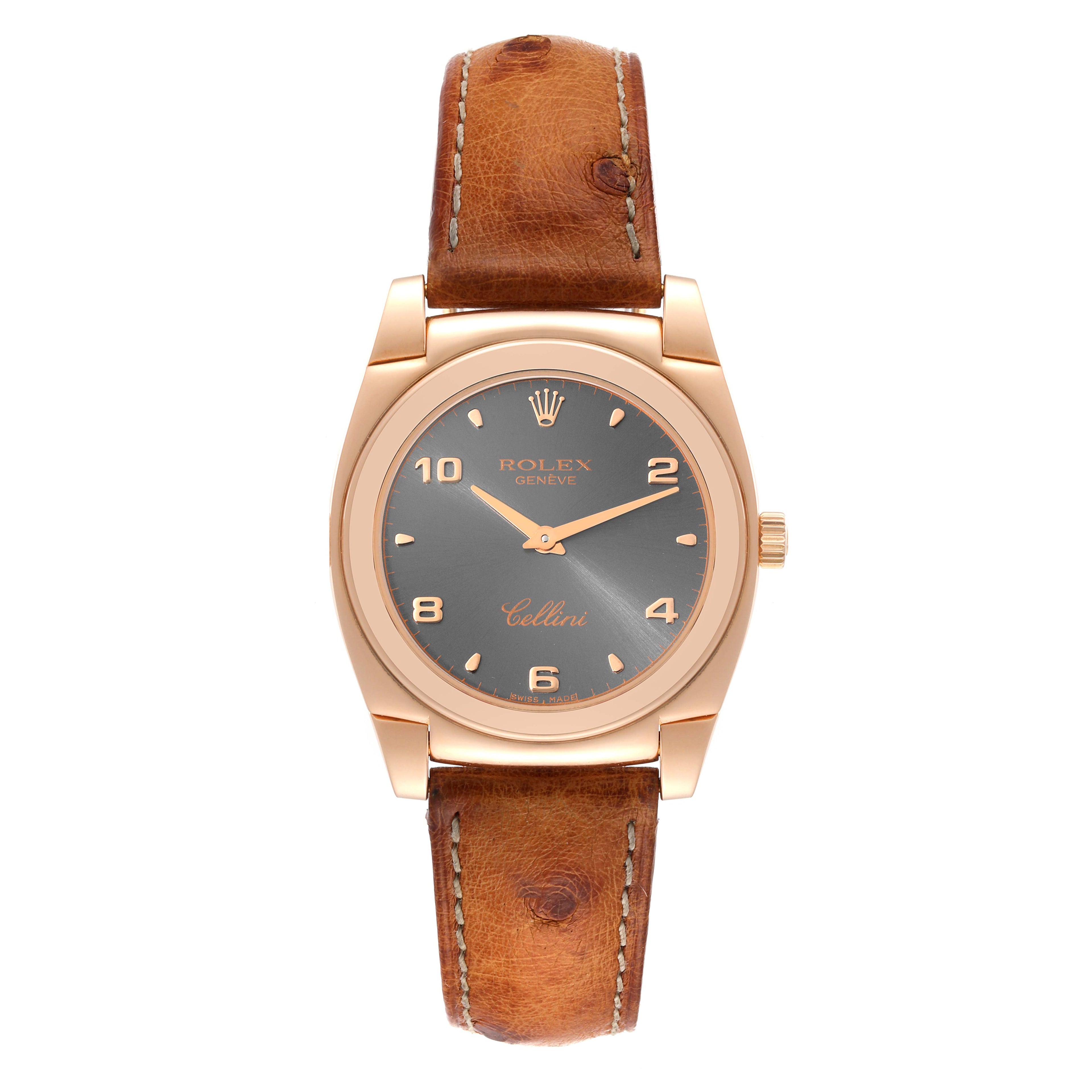 Rolex Cellini Cestello Rose Gold Slate Dial Ladies Watch 5320
