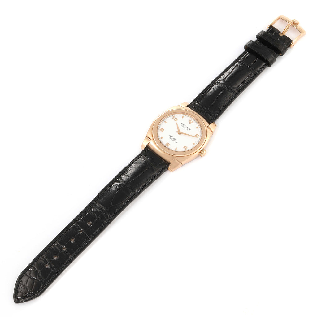 Rolex Cellini Cestello Rose Gold White Dial Ladies Watch 5320