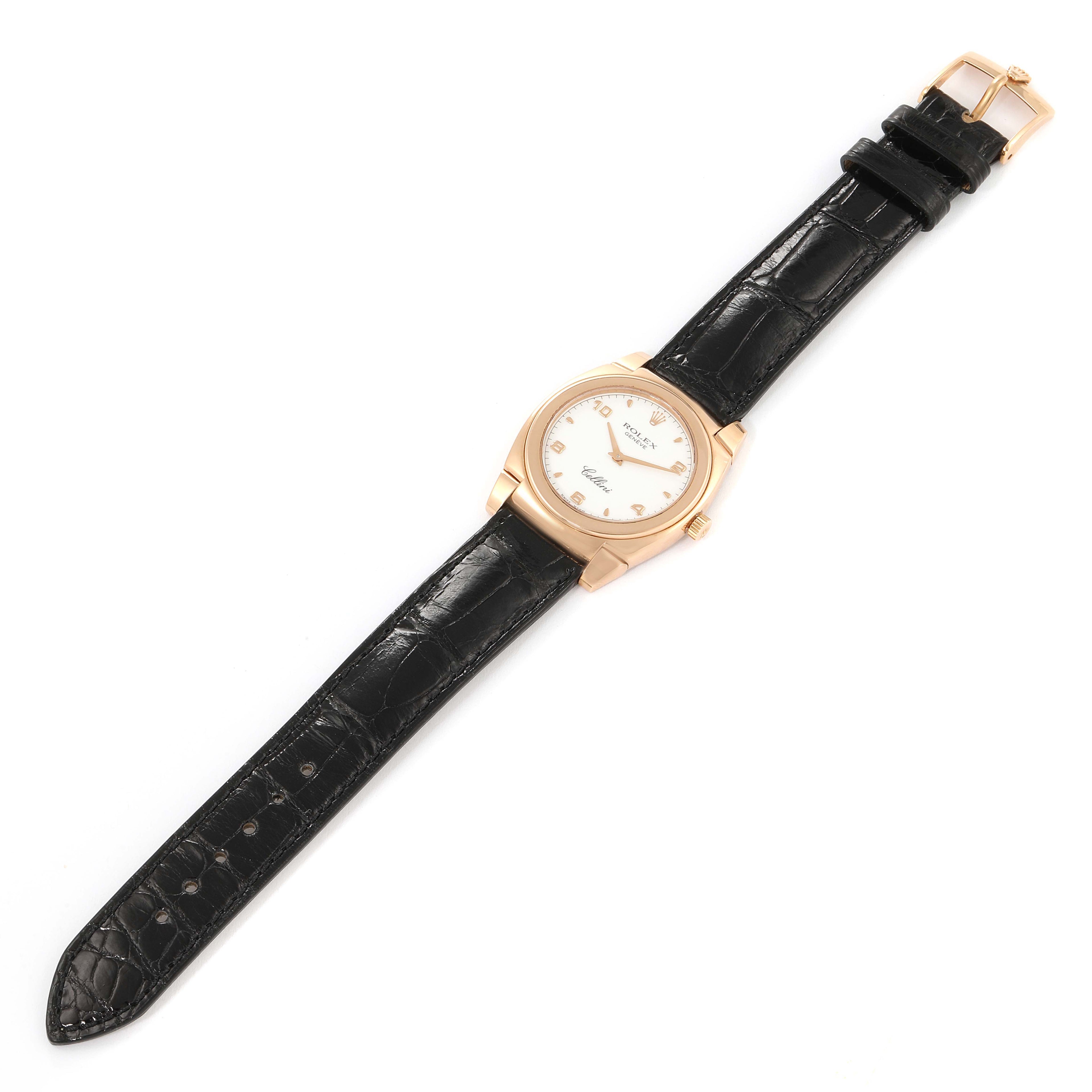 Rolex Cellini Cestello Rose Gold White Dial Ladies Watch 5320