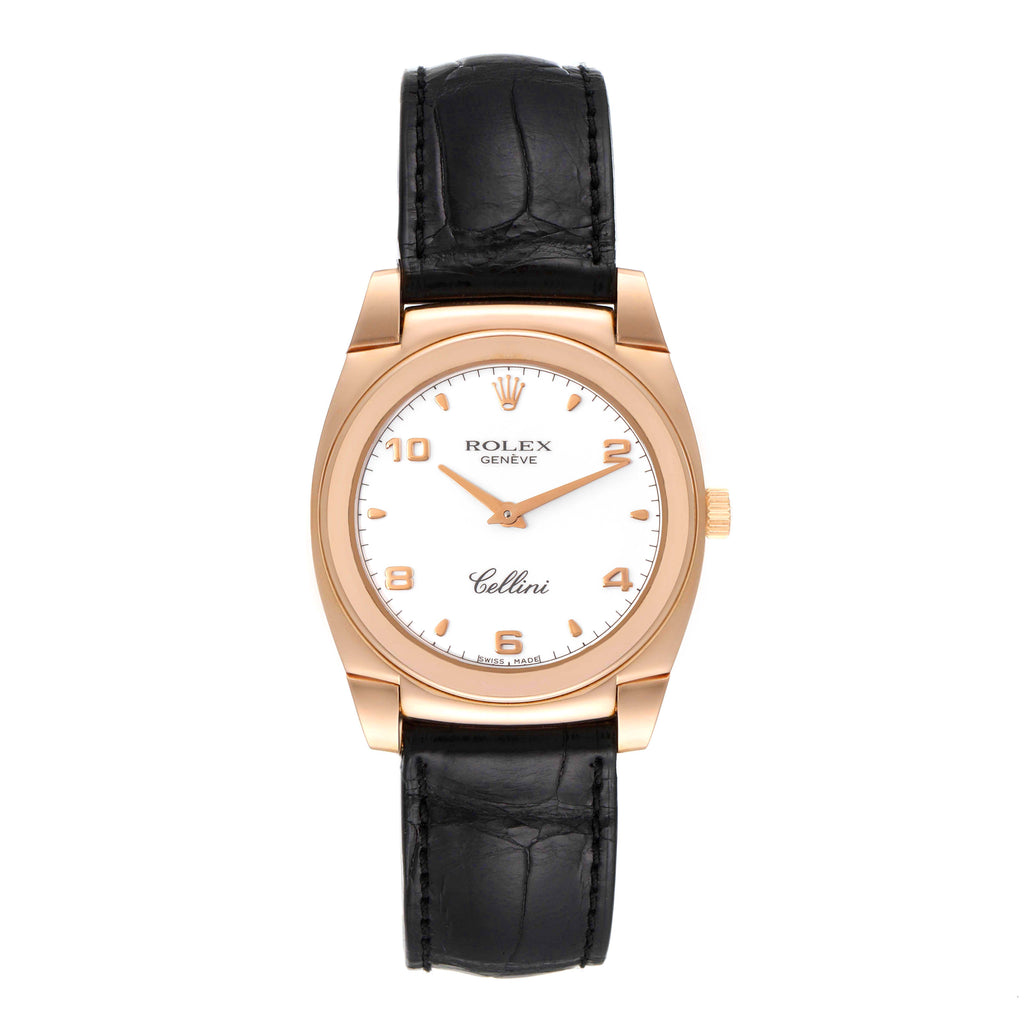 Rolex Cellini Cestello Rose Gold White Dial Ladies Watch 5320