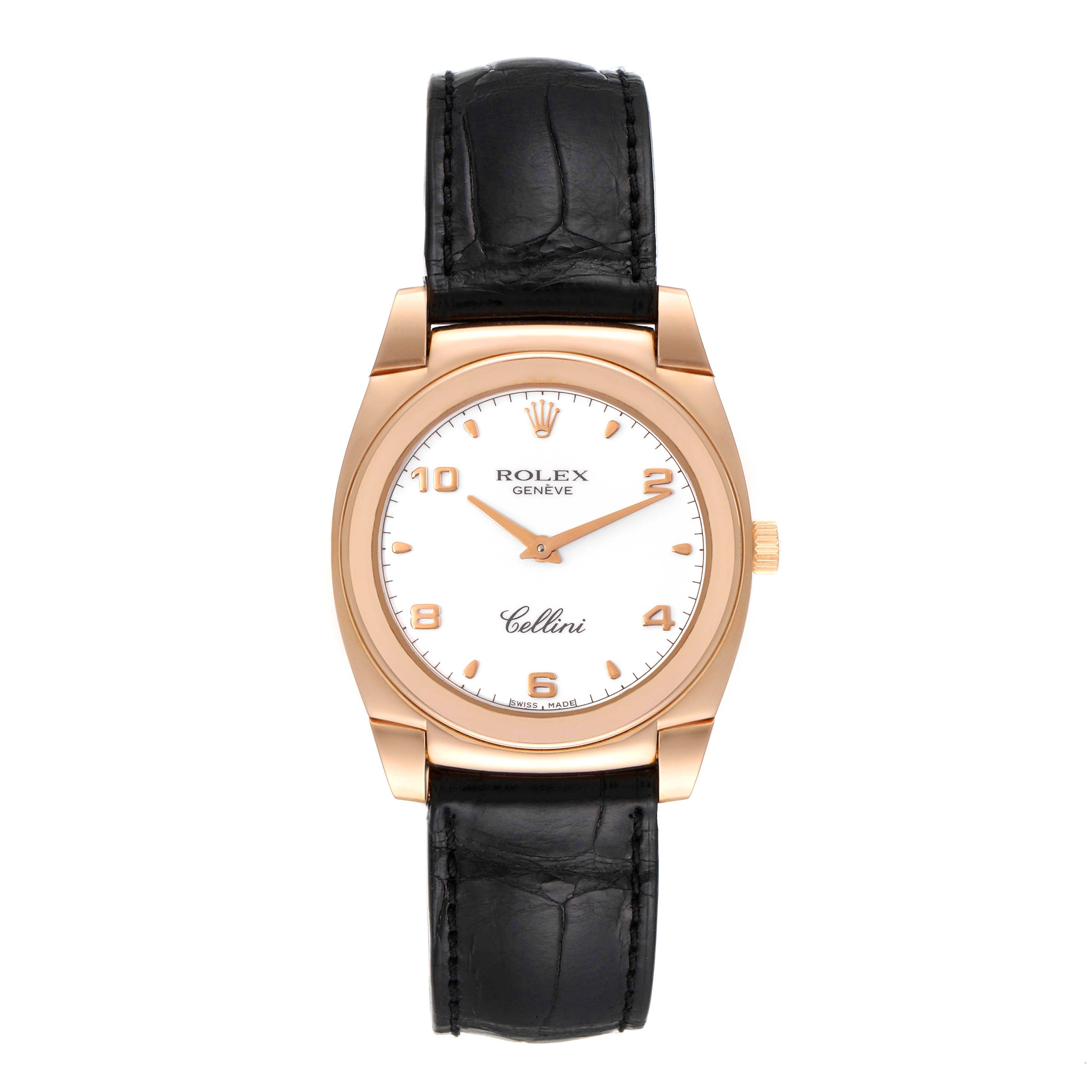 Rolex Cellini Cestello Rose Gold White Dial Ladies Watch 5320