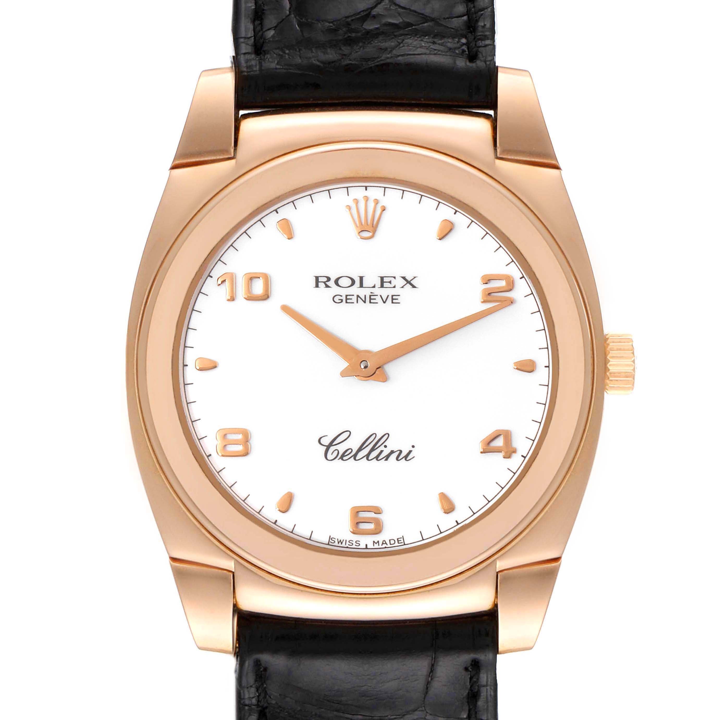 Rolex Cellini Cestello Rose Gold White Dial Ladies Watch 5320