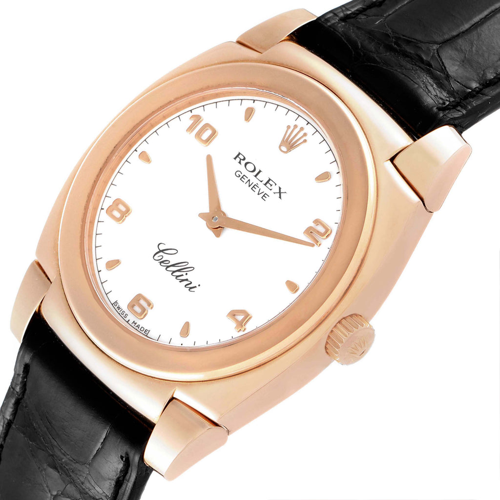 Rolex Cellini Cestello Rose Gold White Dial Ladies Watch 5320