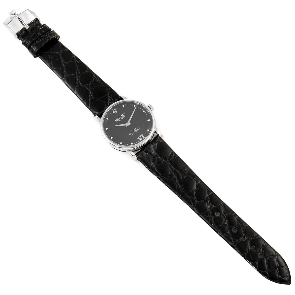 Rolex Cellini Classic 18k White Gold Black Dial Unisex Watch 5115