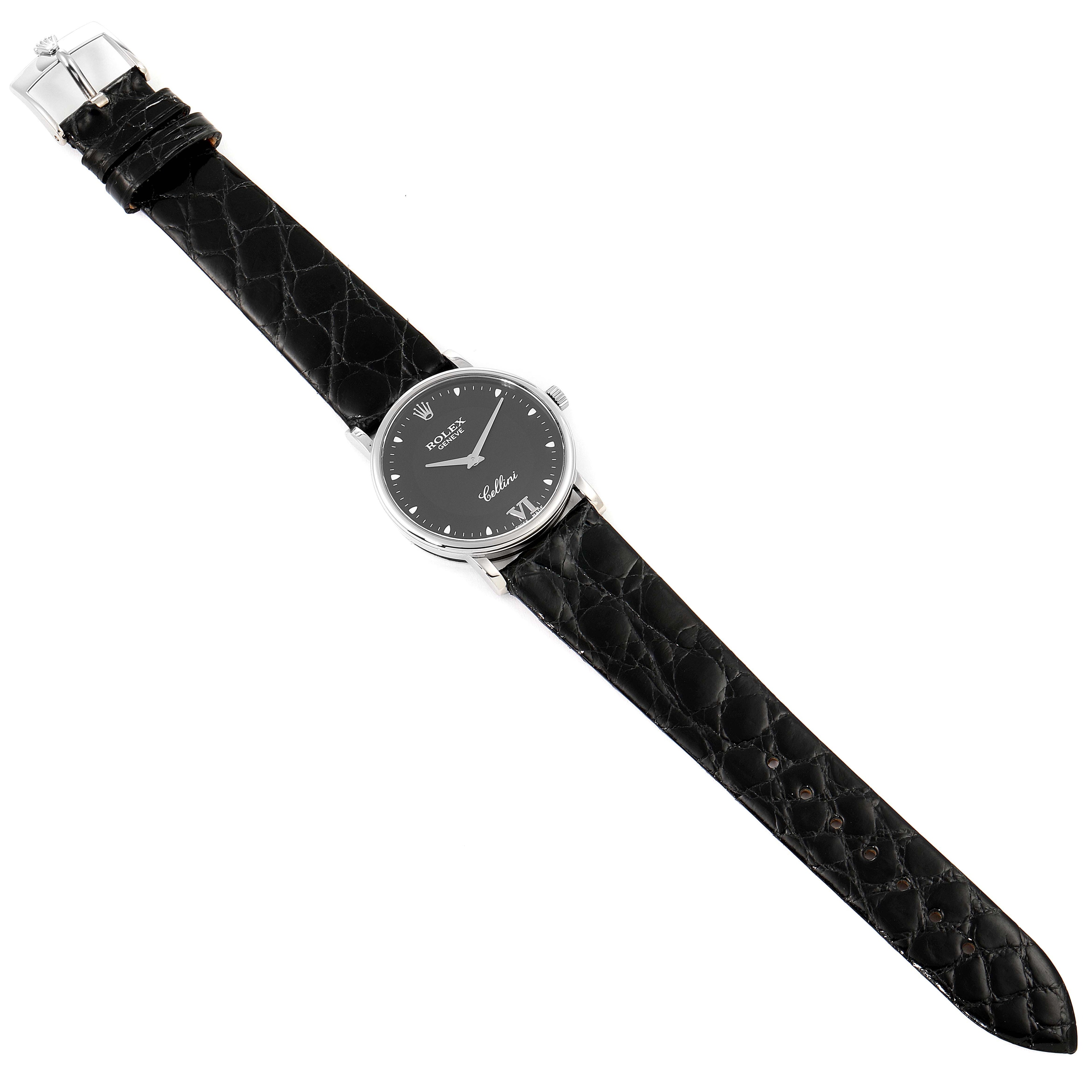 Rolex Cellini Classic 18k White Gold Black Dial Unisex Watch 5115