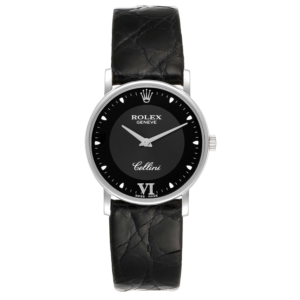 Rolex Cellini Classic 18k White Gold Black Dial Unisex Watch 5115