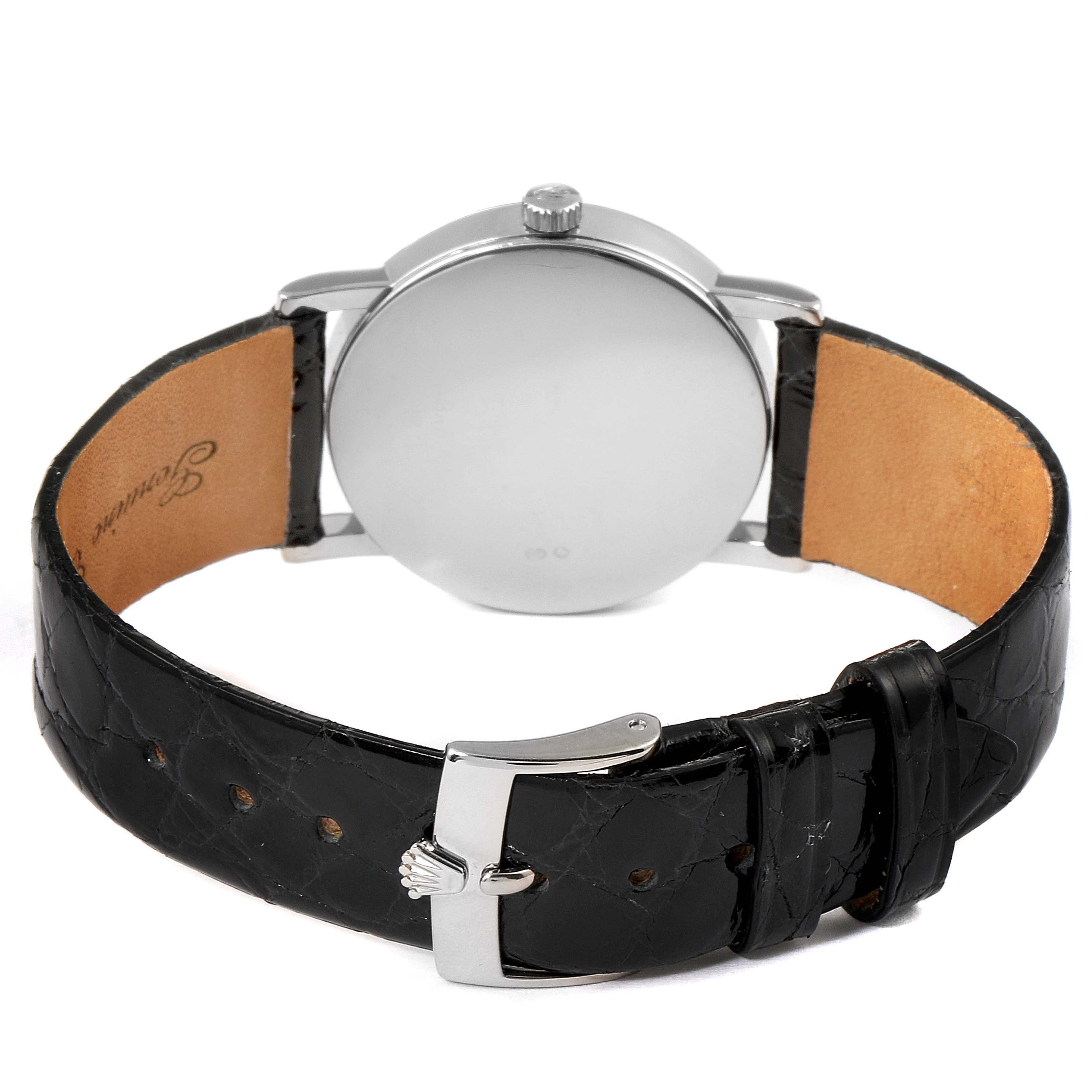 Rolex Cellini Classic 18k White Gold Black Dial Unisex Watch 5115