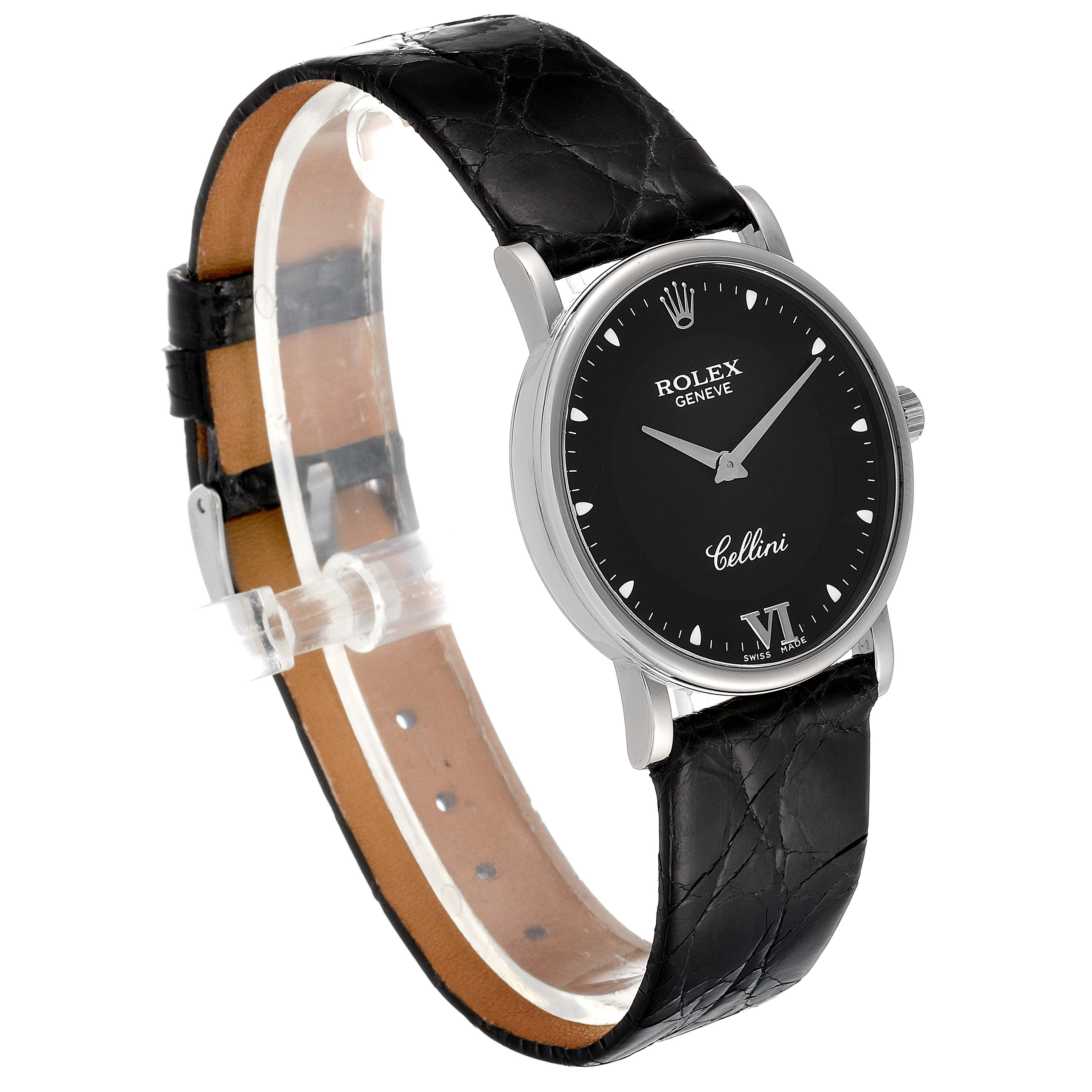 Rolex Cellini Classic 18k White Gold Black Dial Unisex Watch 5115