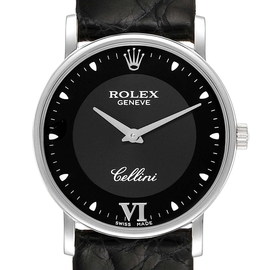 Rolex Cellini Classic 18k White Gold Black Dial Unisex Watch 5115