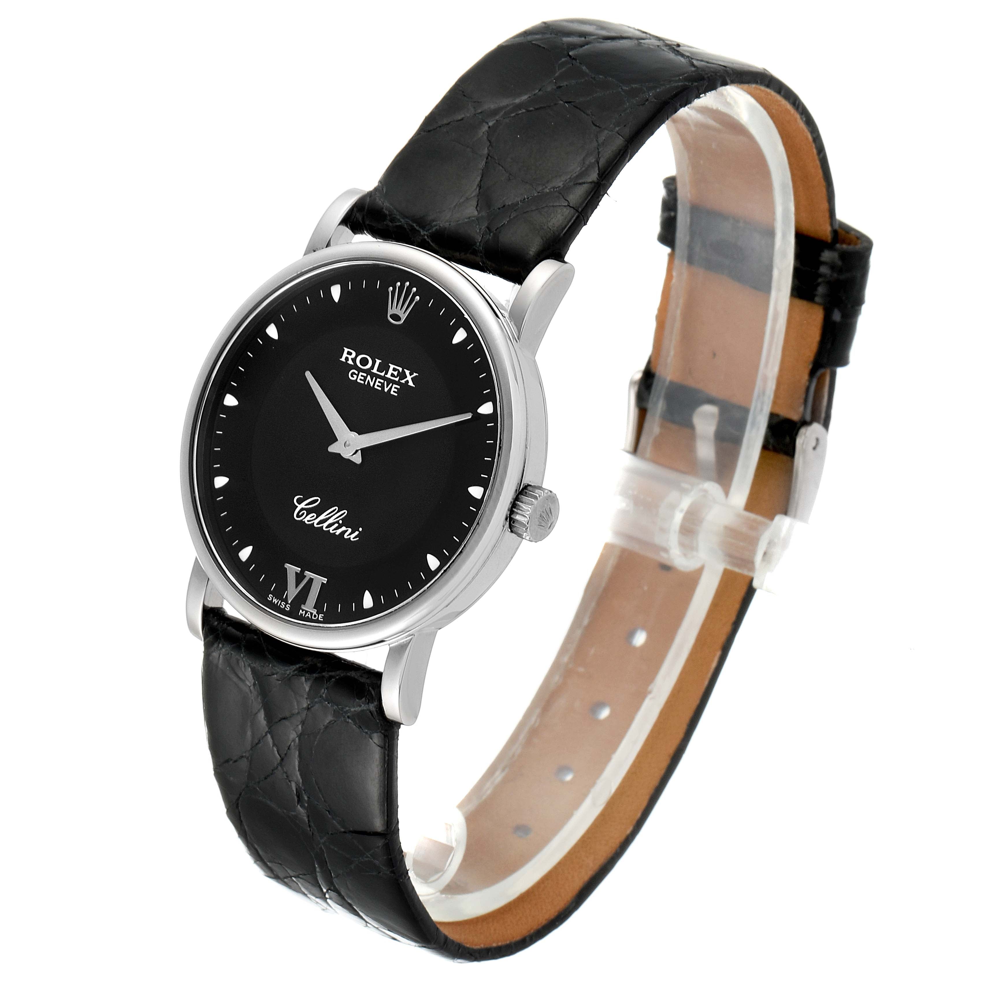 Rolex Cellini Classic 18k White Gold Black Dial Unisex Watch 5115