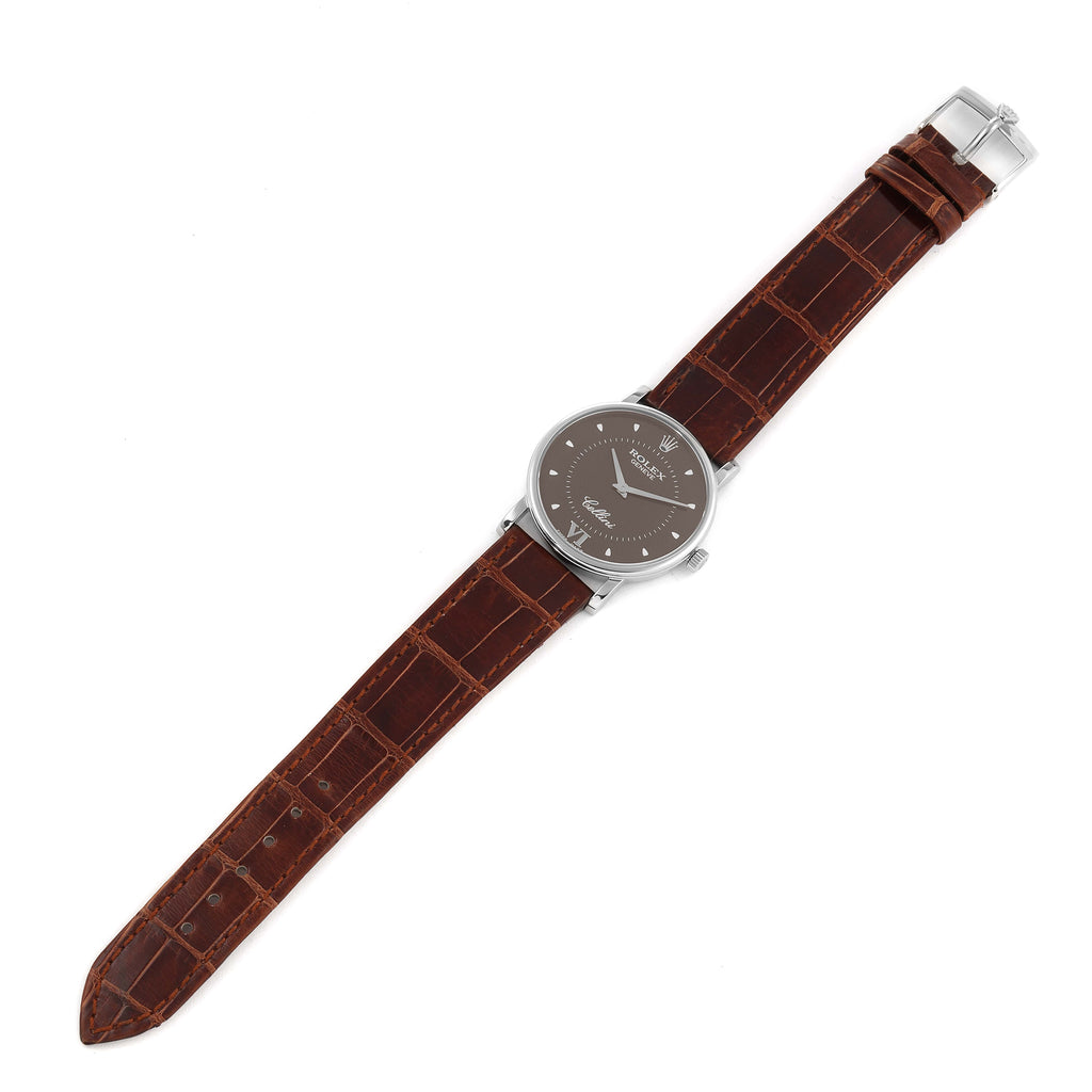 Rolex Cellini Classic 18k White Gold Brown Dial Unisex Watch 5115 Papers