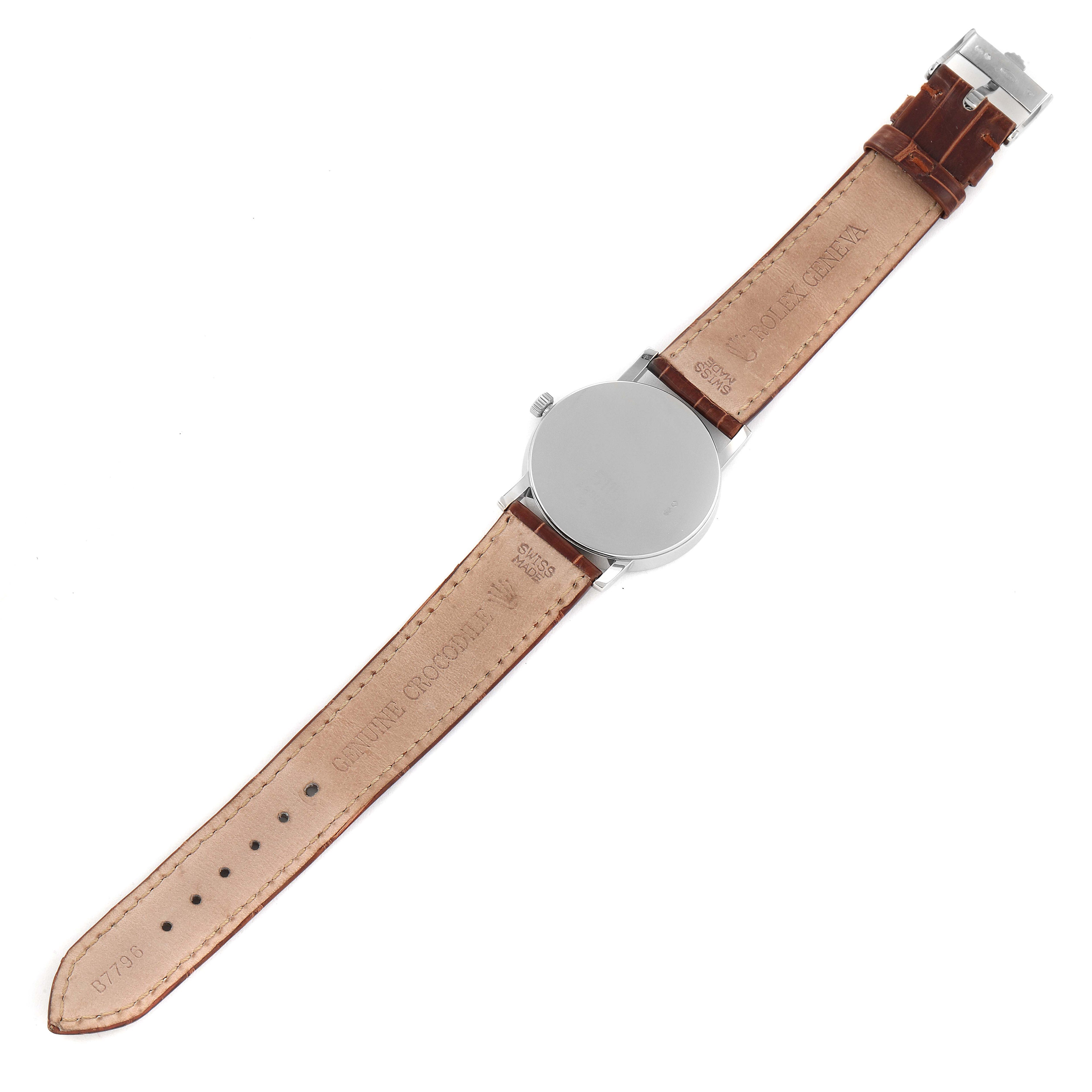 Rolex Cellini Classic 18k White Gold Brown Dial Unisex Watch 5115 Papers