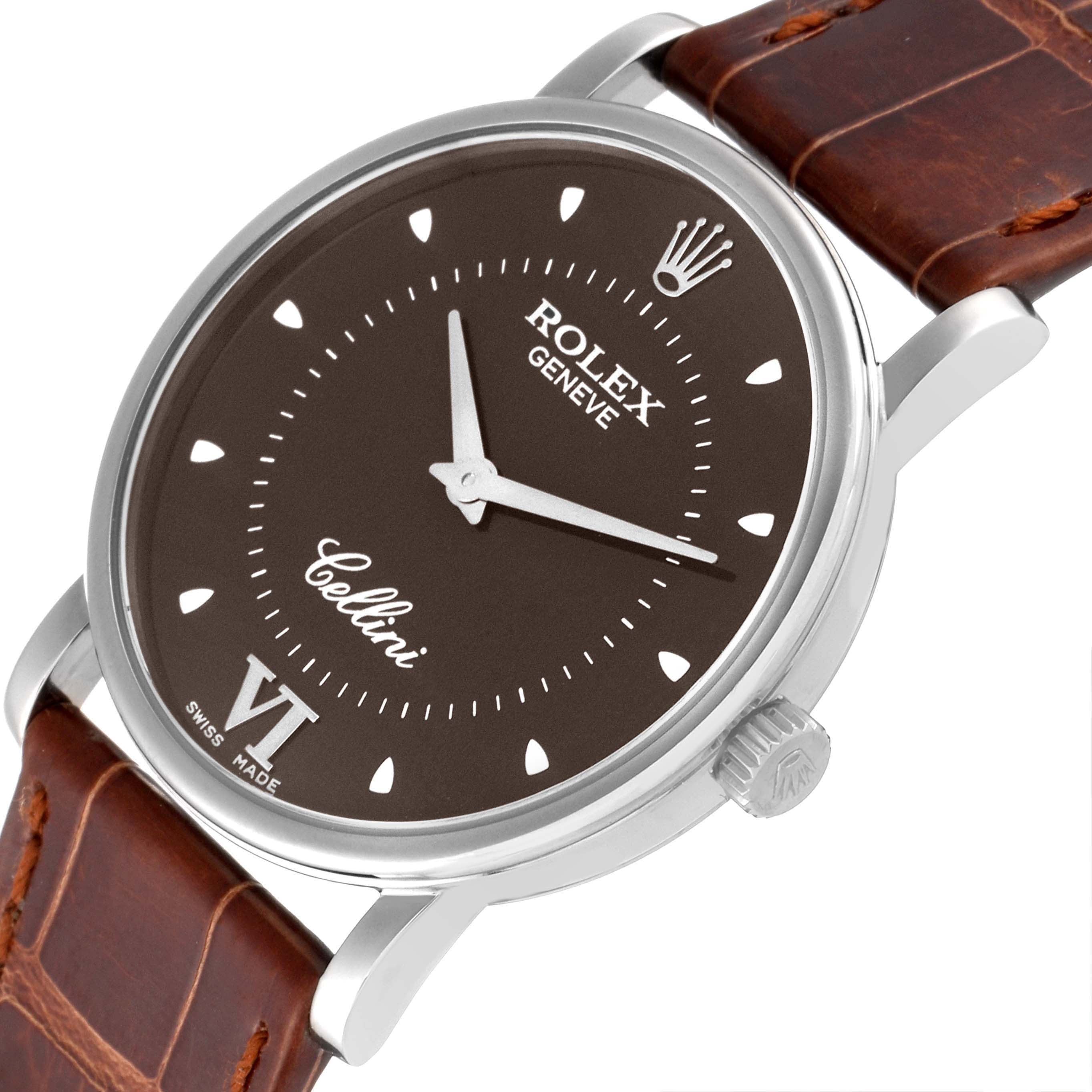 Rolex Cellini Classic 18k White Gold Brown Dial Unisex Watch 5115 Papers