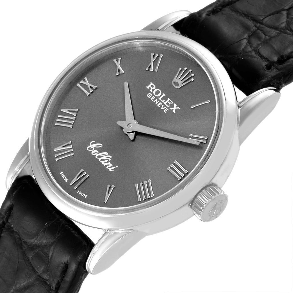 Rolex Cellini Classic 18k White Gold Slate Dial Ladies Watch 6111