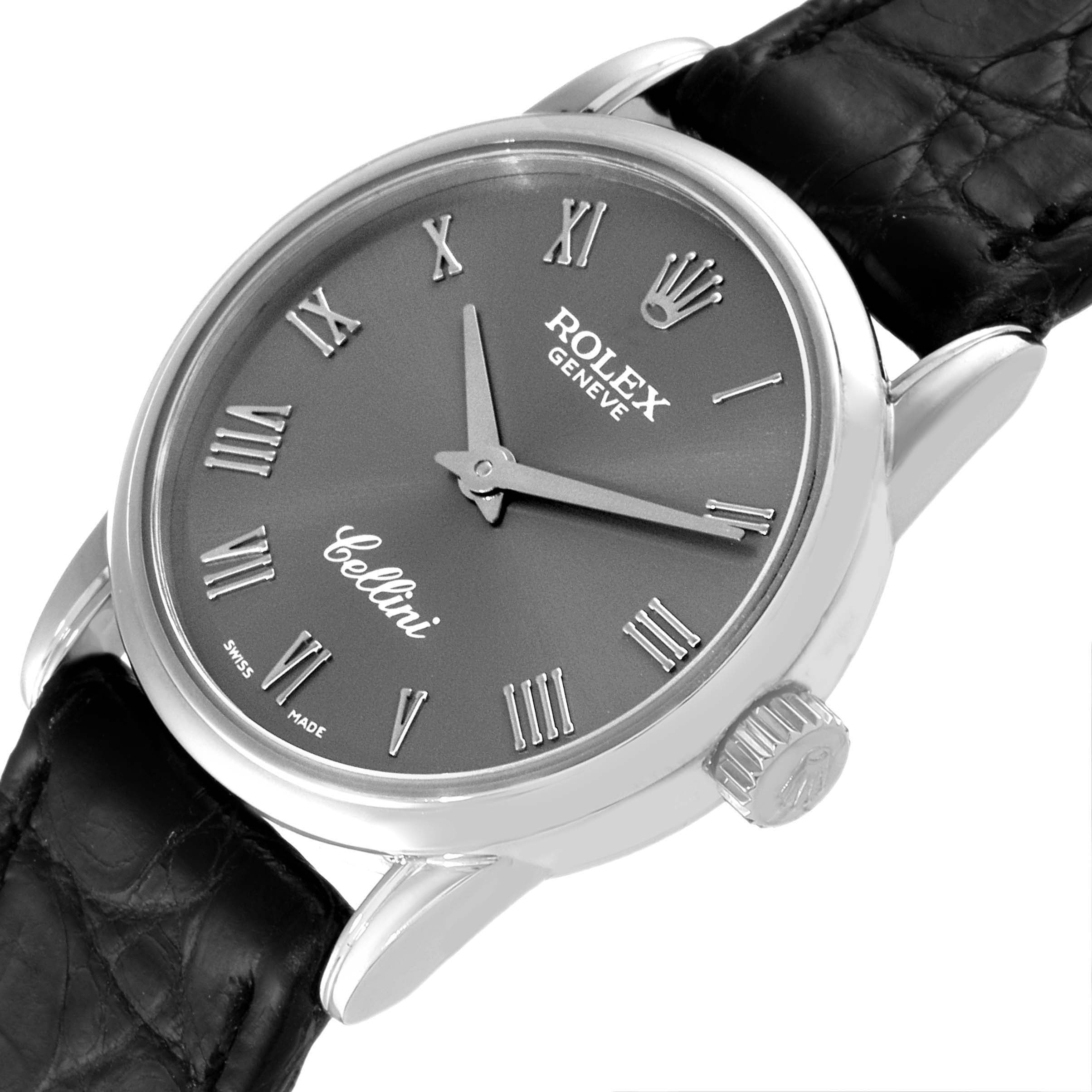 Rolex Cellini Classic 18k White Gold Slate Dial Ladies Watch 6111