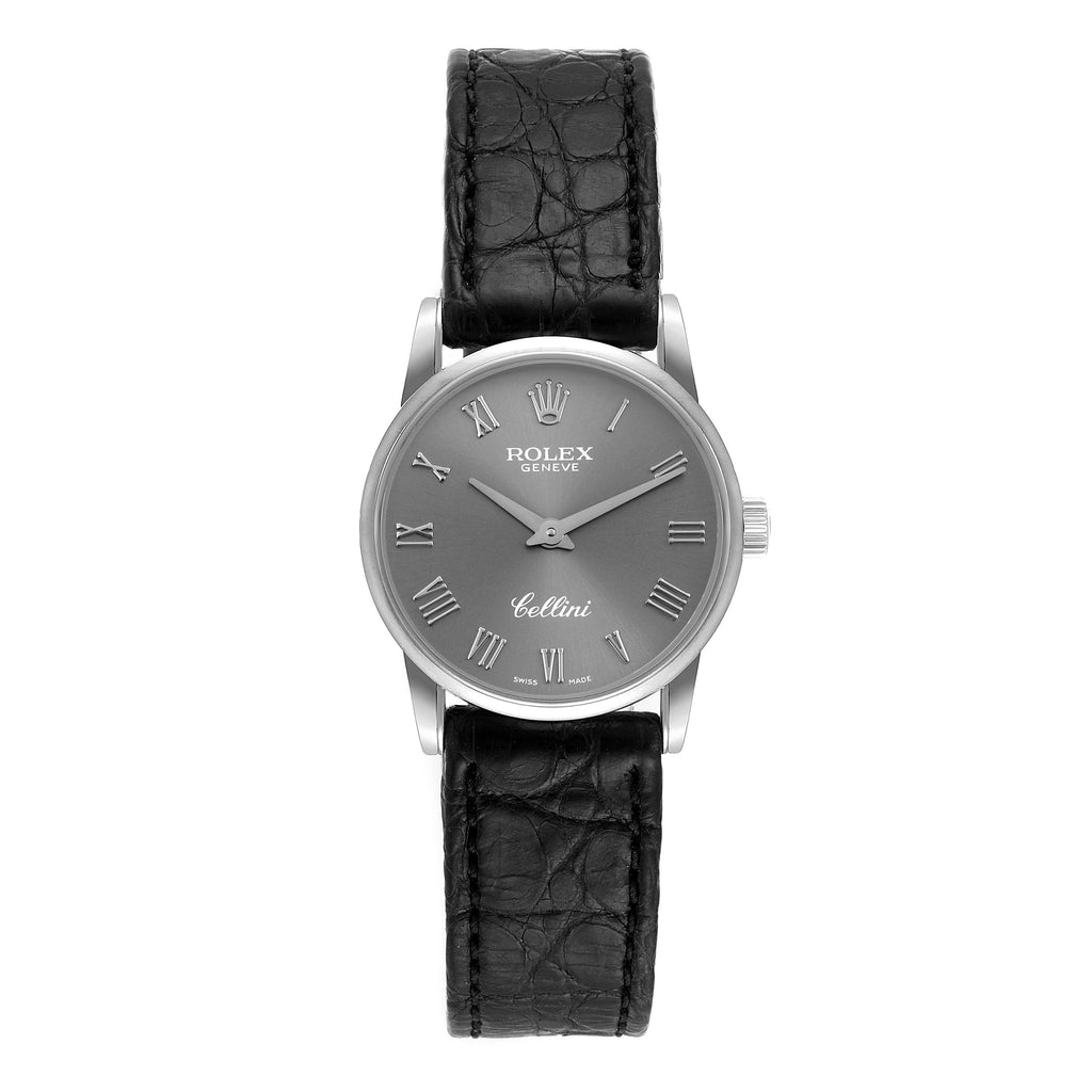 Rolex Cellini Classic 18k White Gold Slate Dial Ladies Watch 6111