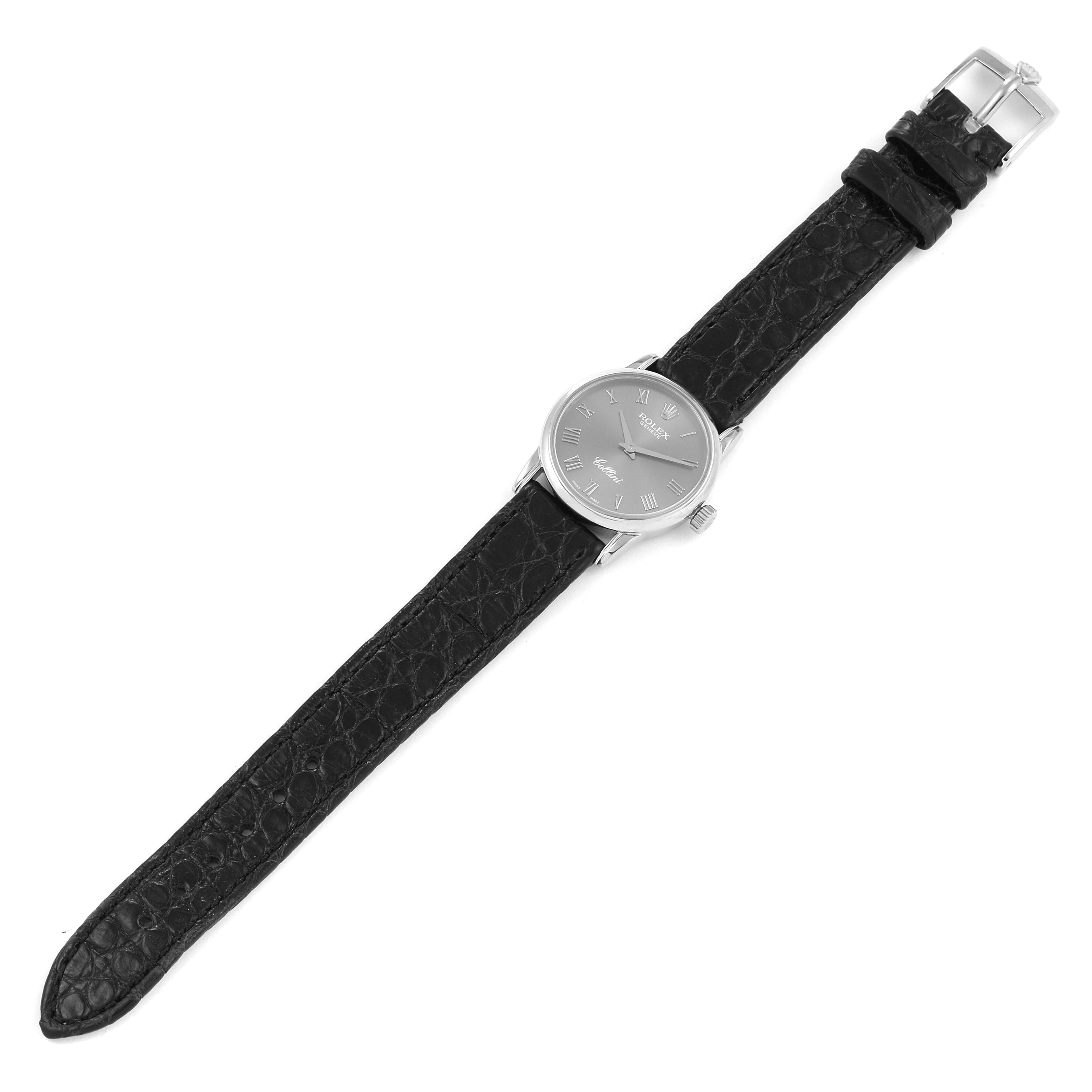 Rolex Cellini Classic 18k White Gold Slate Dial Ladies Watch 6111