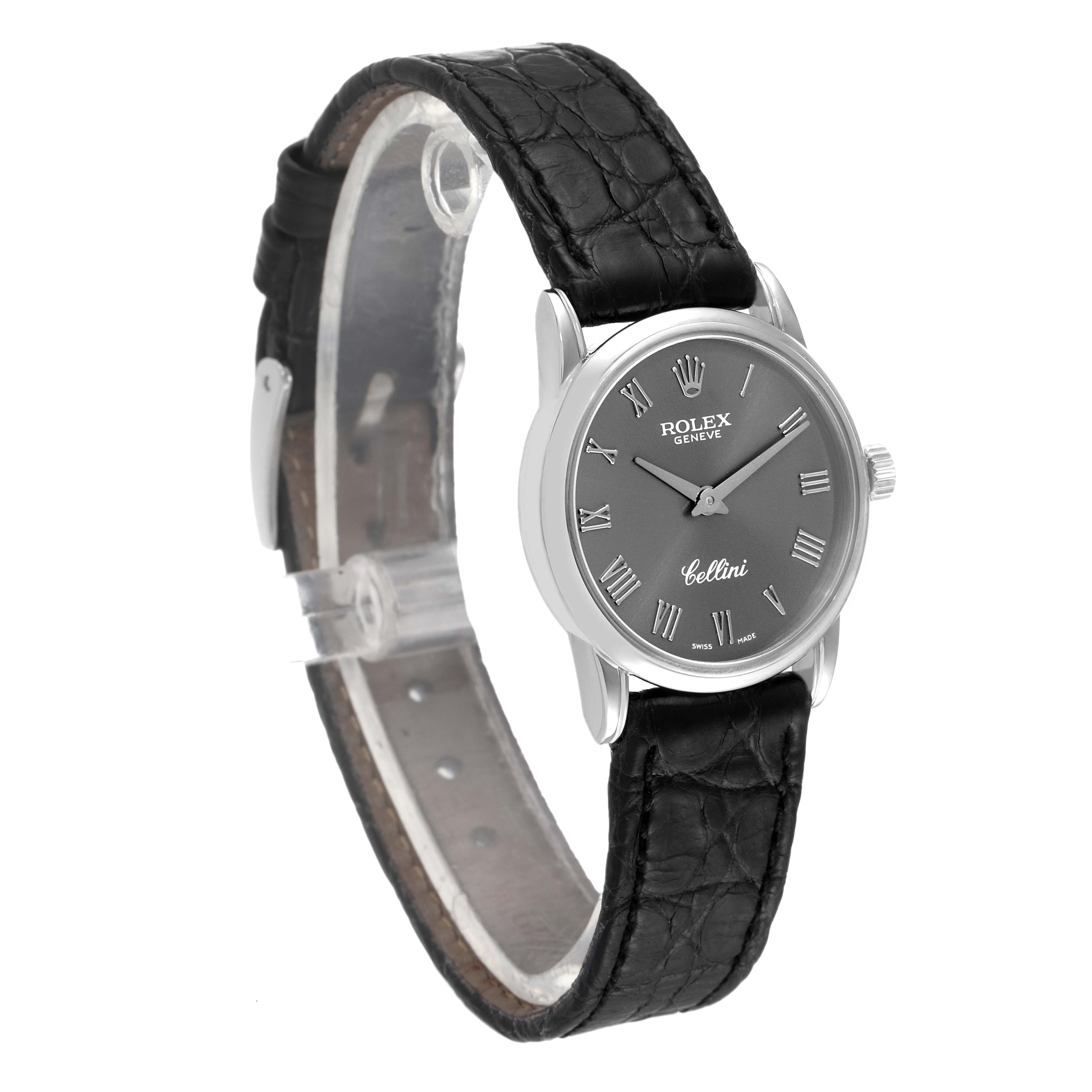 Rolex Cellini Classic 18k White Gold Slate Dial Ladies Watch 6111