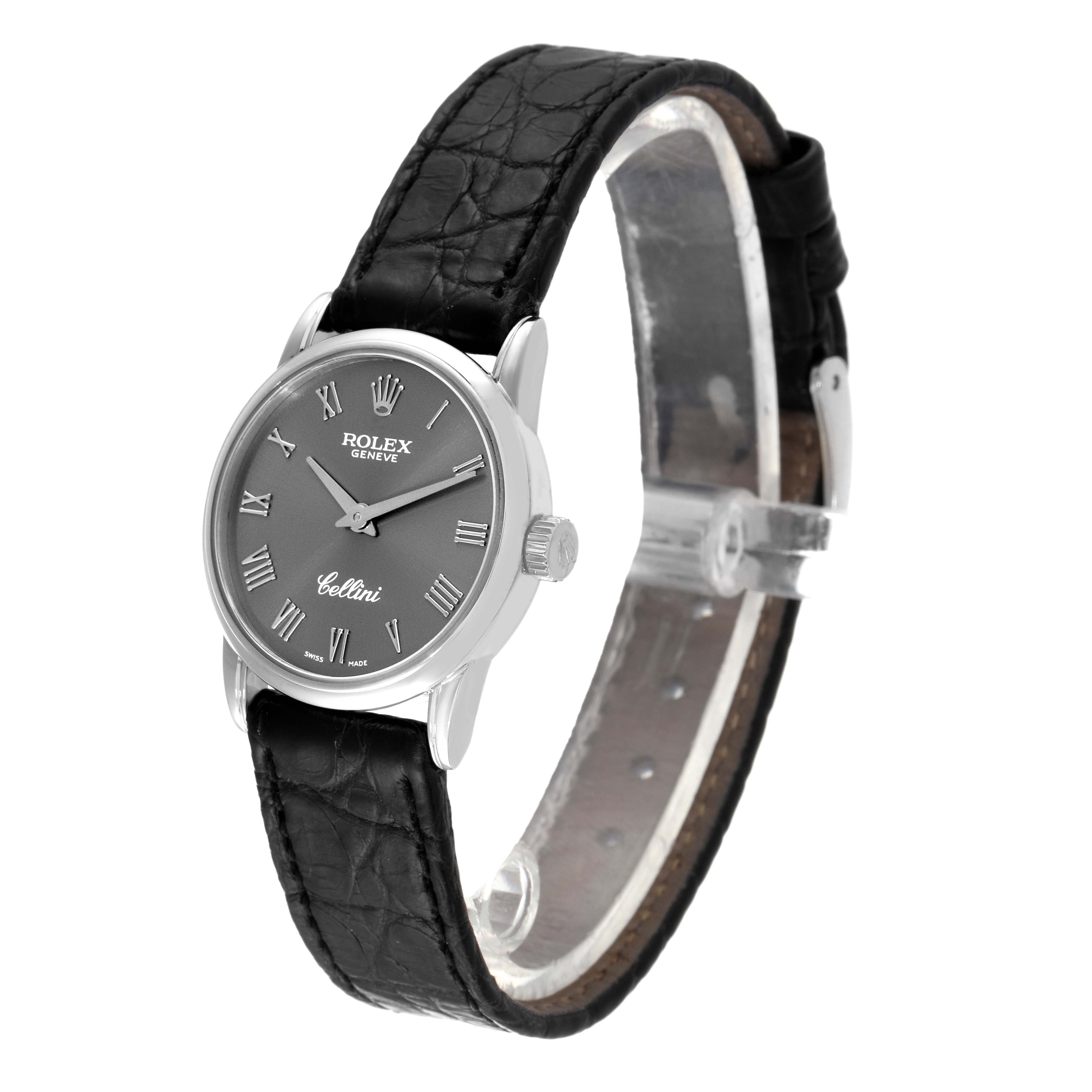 Rolex Cellini Classic 18k White Gold Slate Dial Ladies Watch 6111