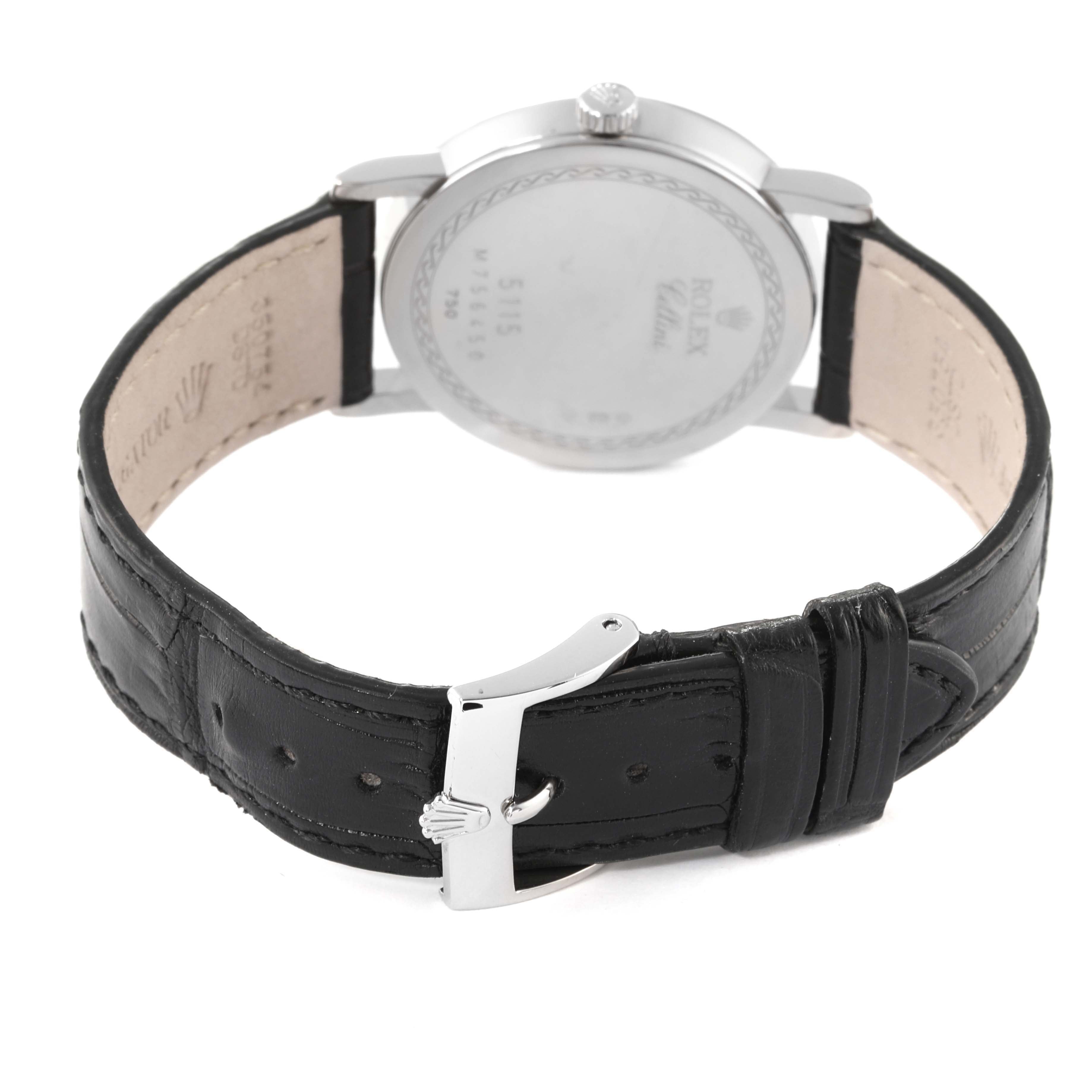 Rolex Cellini Classic 18K White Gold Slate Roman Dial Mens Watch 5115