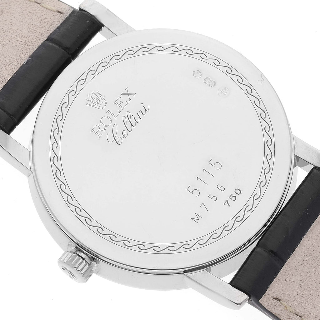 Rolex Cellini Classic 18K White Gold Slate Roman Dial Mens Watch 5115
