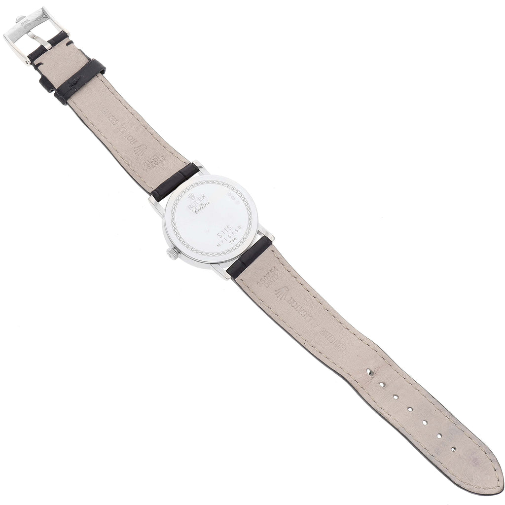 Rolex Cellini Classic 18K White Gold Slate Roman Dial Mens Watch 5115