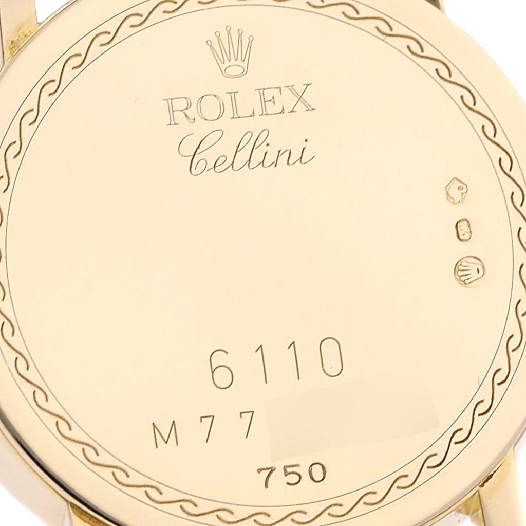 Rolex Cellini Classic 18k Yellow Gold Black Dial Ladies Watch 6110 Card