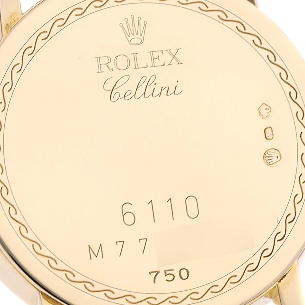 Rolex Cellini Classic 18k Yellow Gold Black Dial Ladies Watch 6110 Card
