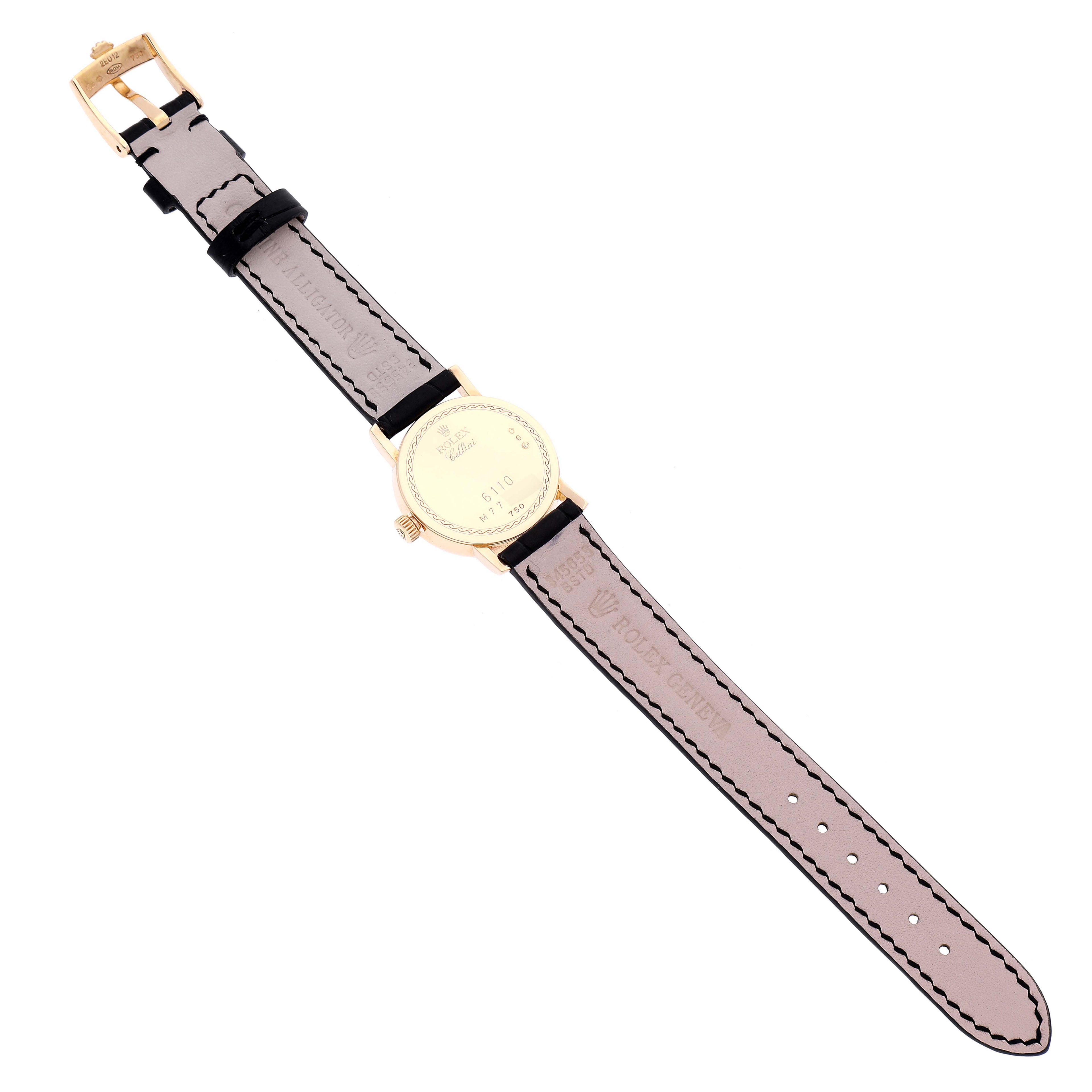 Rolex Cellini Classic 18k Yellow Gold Black Dial Ladies Watch 6110 Card