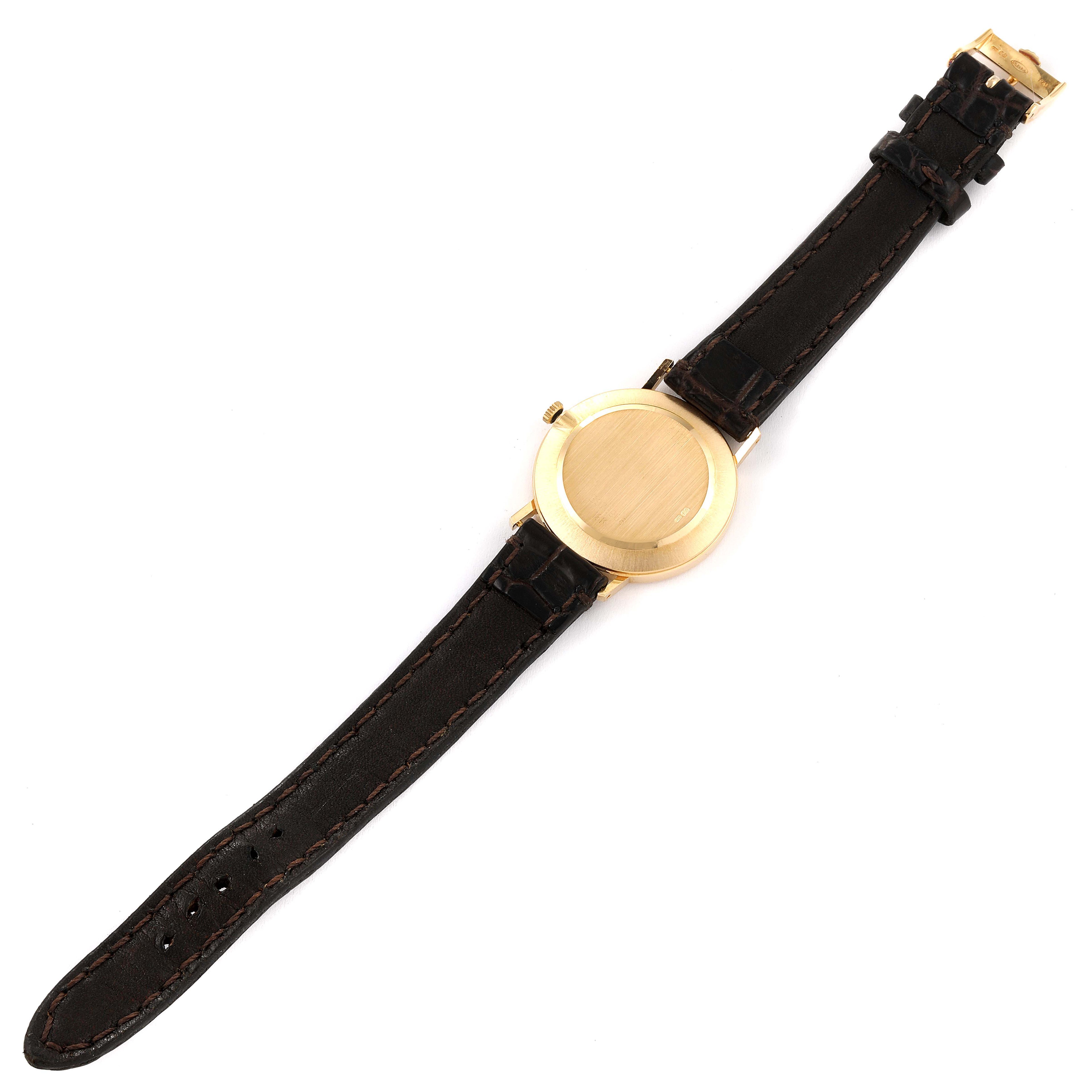 Rolex Cellini Classic 18k Yellow Gold Browm Strap Mens Watch 4112