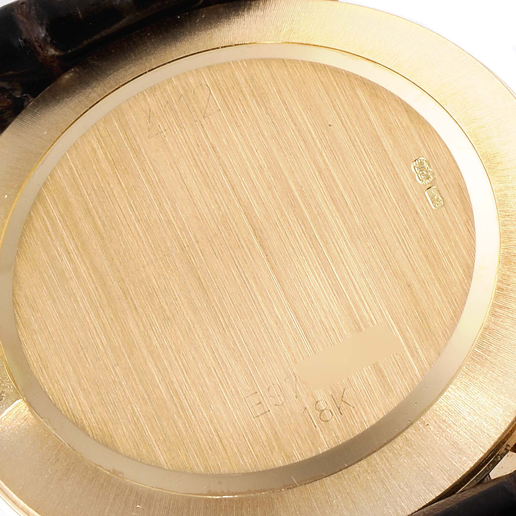 Rolex Cellini Classic 18k Yellow Gold Browm Strap Mens Watch 4112