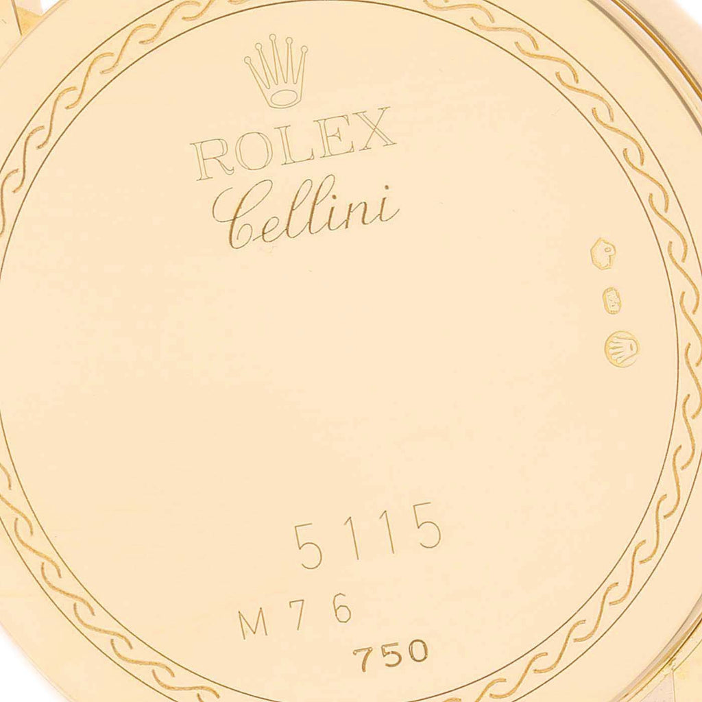Rolex Cellini Classic 18K Yellow Gold Decorated Dial Watch 5115 Card