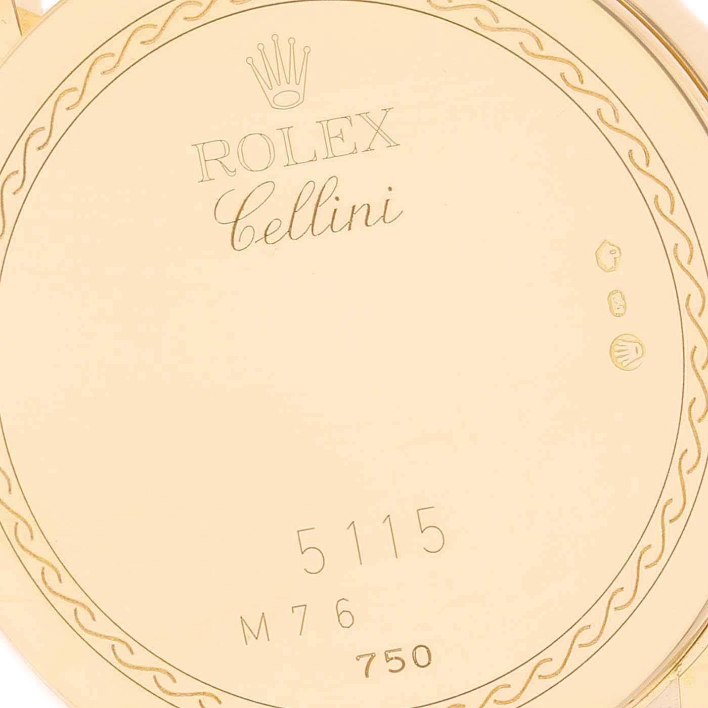 Rolex Cellini Classic 18K Yellow Gold Decorated Dial Watch 5115 Card