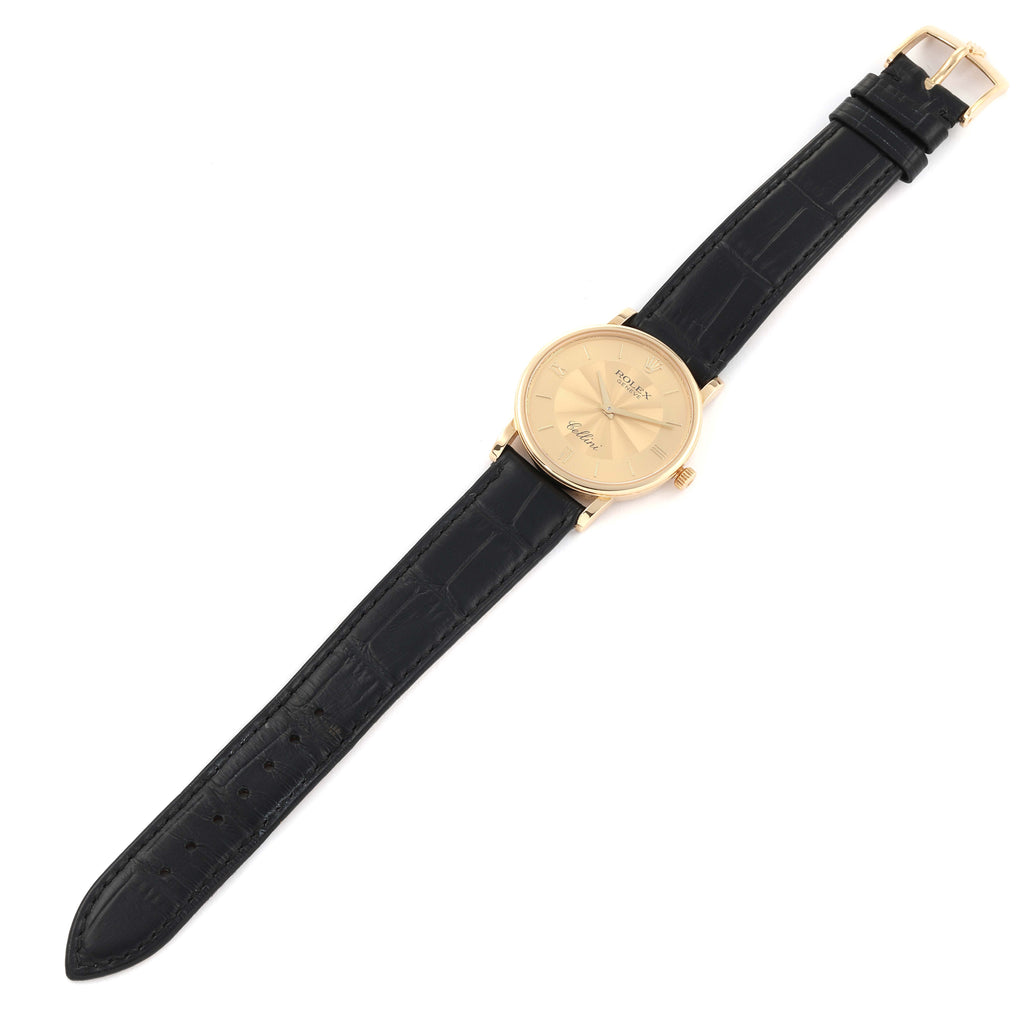 Rolex Cellini Classic 18K Yellow Gold Decorated Dial Watch 5115 Card