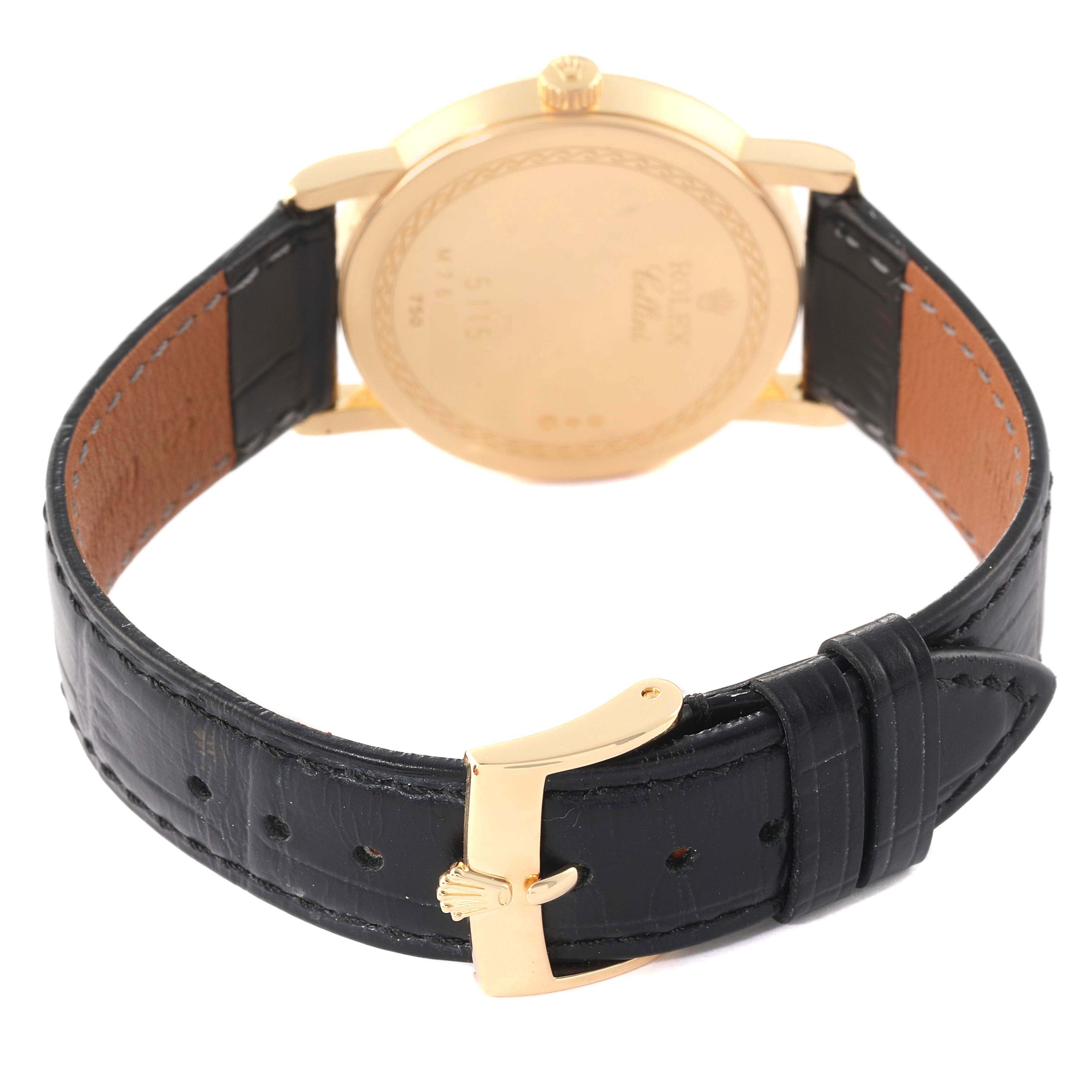 Rolex Cellini Classic 18K Yellow Gold Decorated Dial Watch 5115 Card