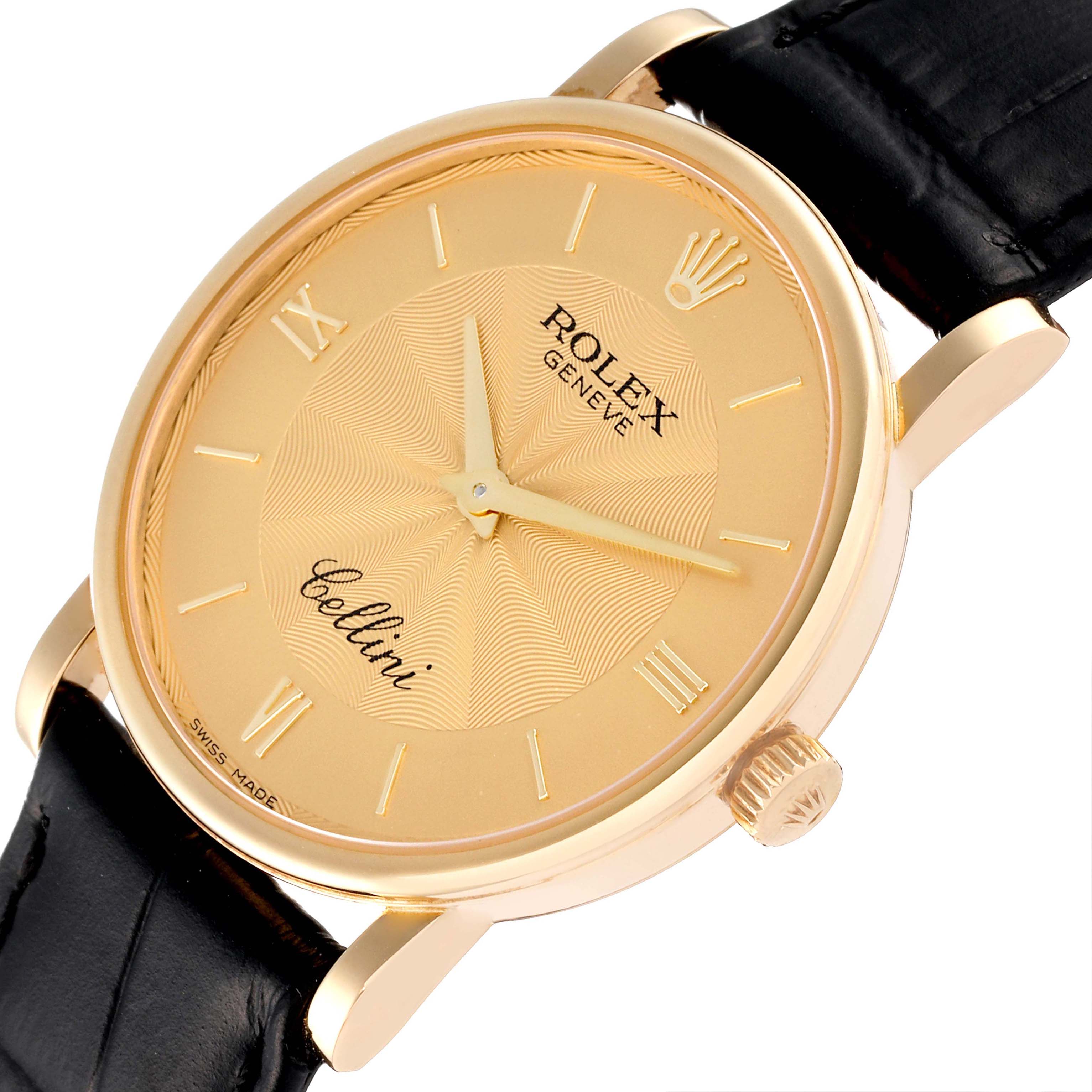 Rolex Cellini Classic 18K Yellow Gold Decorated Dial Watch 5115 Card